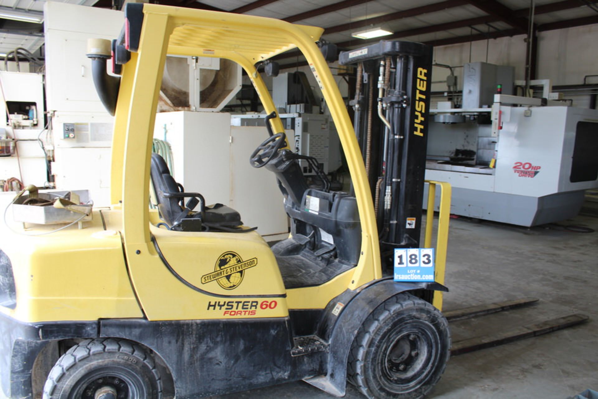 HYSTER H60FT 6,000 LB FORKLIFT, 13O" LFT HGT, DIESEL, DUAL ALL TERRAINE PNEUMATIC TIRES,