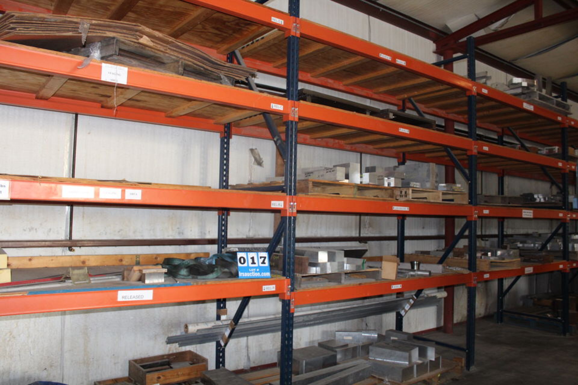 CONTS 5 SECTIONS PALLET RACK: ASST ALUM & ARMOUR PLATE STEEL (NO PALLET RACK)