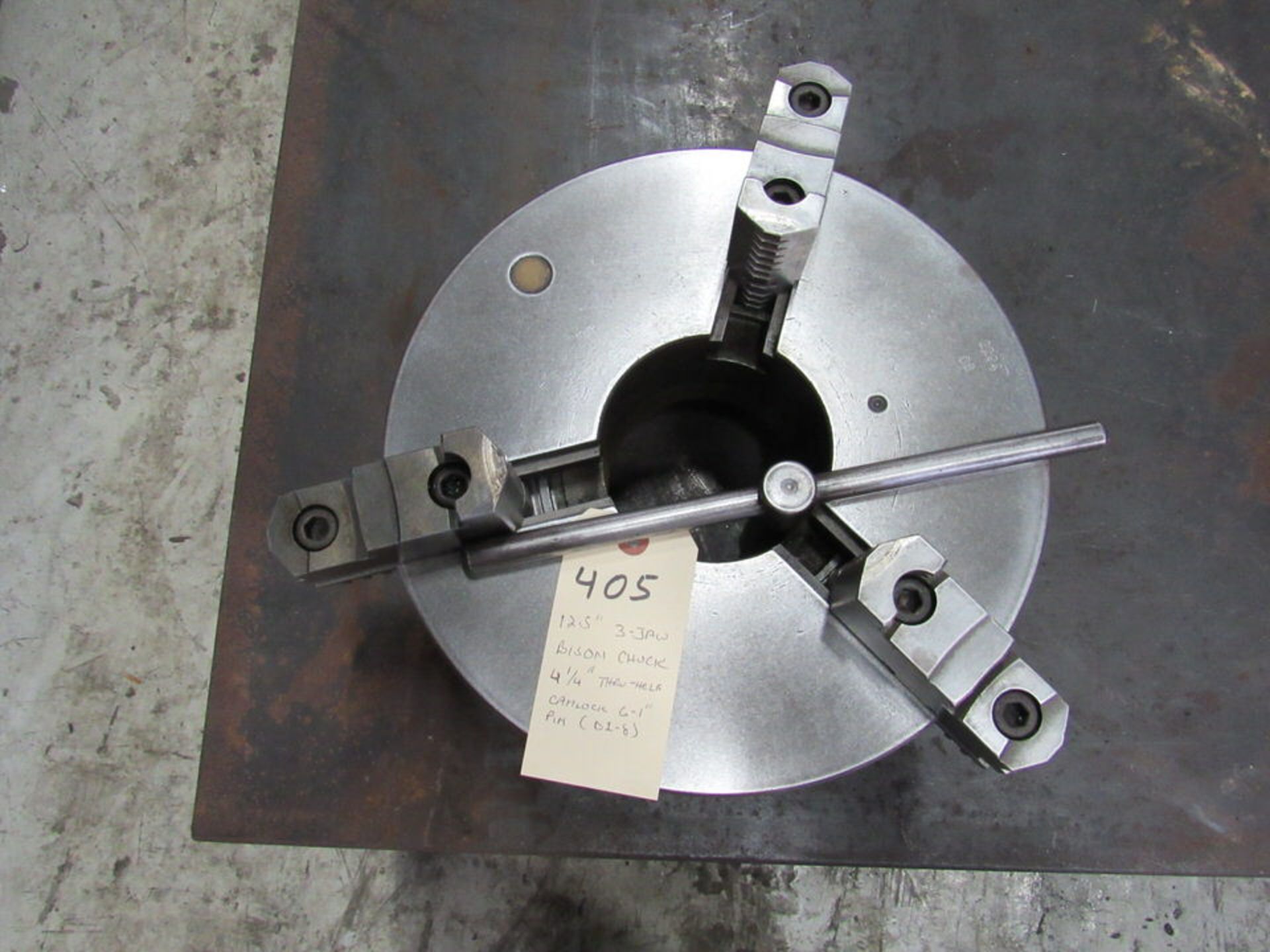 12.5" 3-Jaw Bison Chuck, 4.25" through hole, camlock 6 - 1" pin (D1-8), S/N NA (LOCATION: 3603 Melva - Image 2 of 3