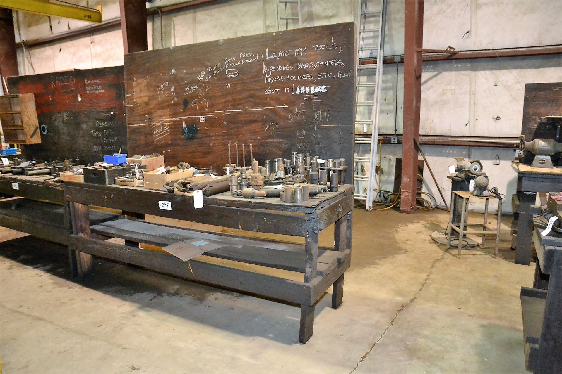 WOOD SHOP TABLE 92” X 30” (LOCATION: 2622 Martinville Dr, Houston TX 77017)