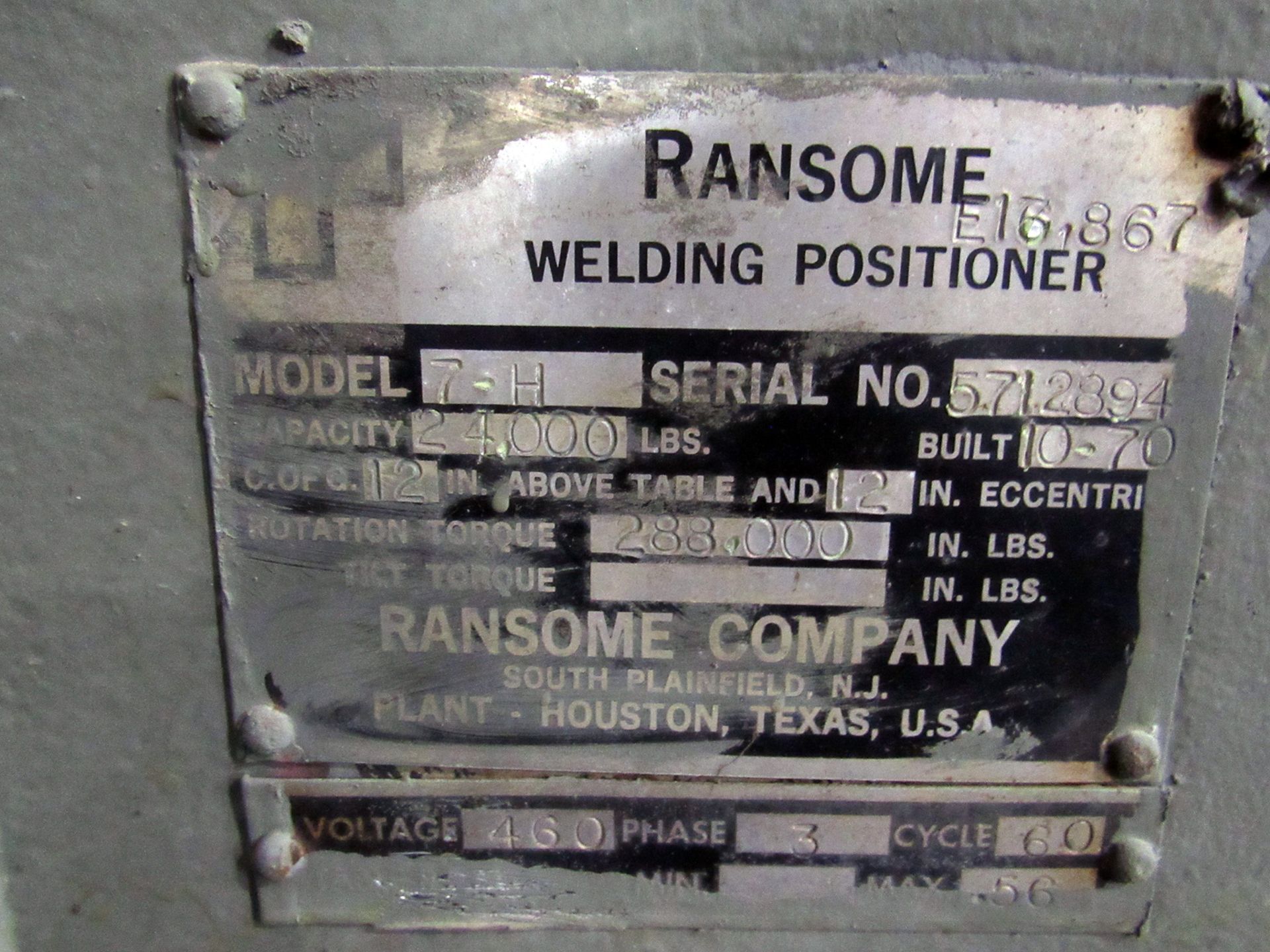 24,000 Lb. Ransome Model 7-H / 7-T Adjustable Height Headstock / Tailstock Welding Positioner, new - Image 6 of 11