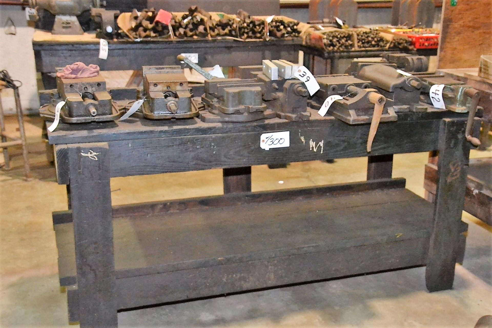 LOT (2) WOOD SHOP TABLE 6’ X 26” (LOCATION: 2622 Martinville Dr, Houston TX 77017)