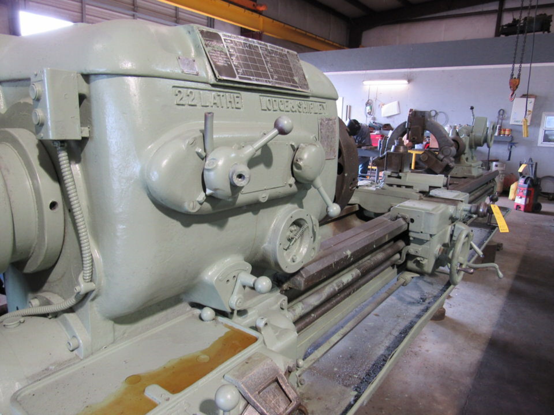 Lodge & Shipley Engine Lathe, 24" swing, 144" bed length, 21" 4-jaw front and rear chucks, 8-9/16"