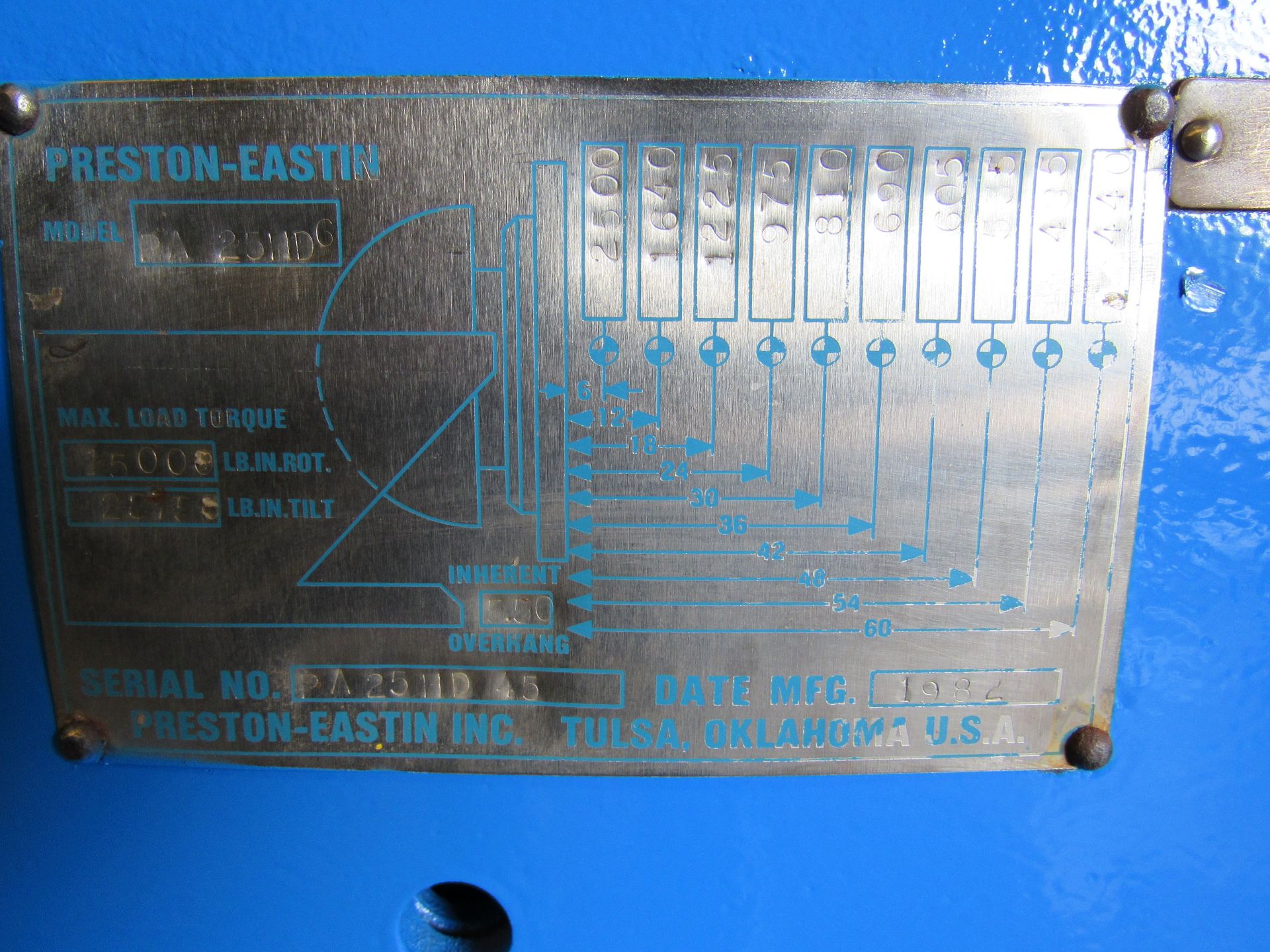 Preston-Eastin Model PA-25 HD6 2500 Lb. Welding Positioner, new 1982, 2500 lb. cap, 30" x 30" table, - Image 7 of 9