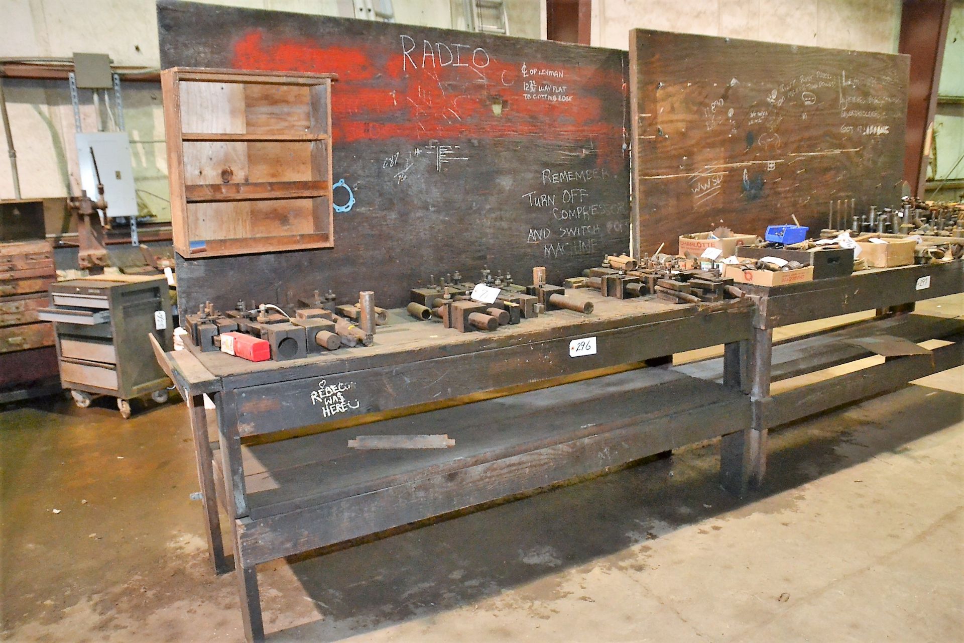 WOOD SHOP TABLE 92” X 30” (LOCATION: 2622 Martinville Dr, Houston TX 77017)