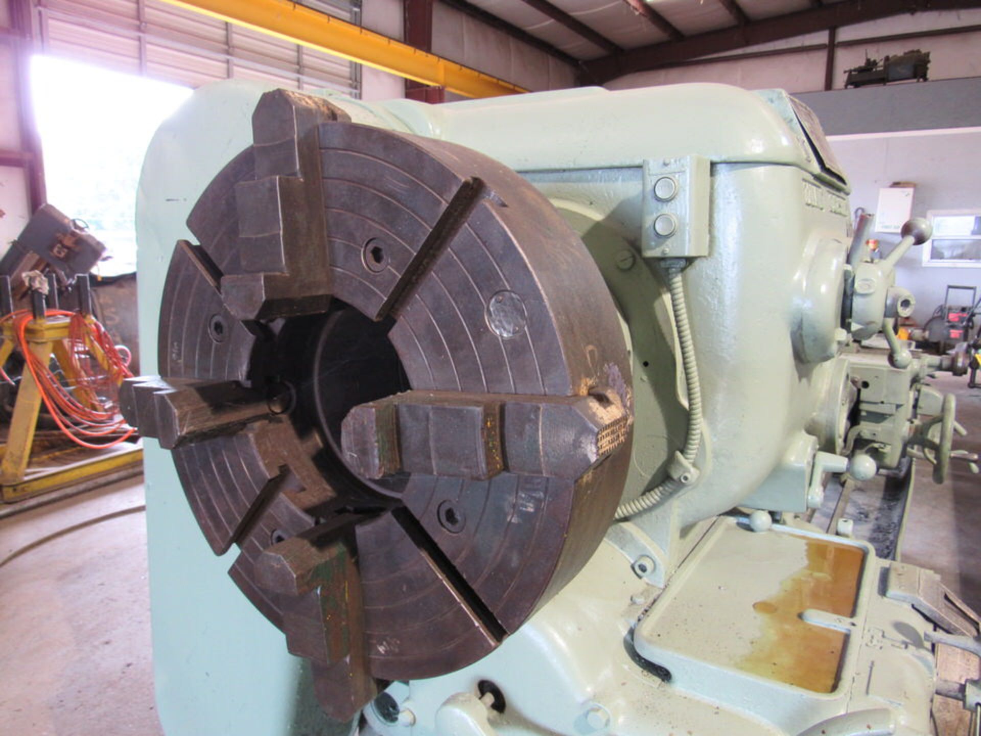 Lodge & Shipley Engine Lathe, 24" swing, 144" bed length, 21" 4-jaw front and rear chucks, 8-9/16" - Image 5 of 11