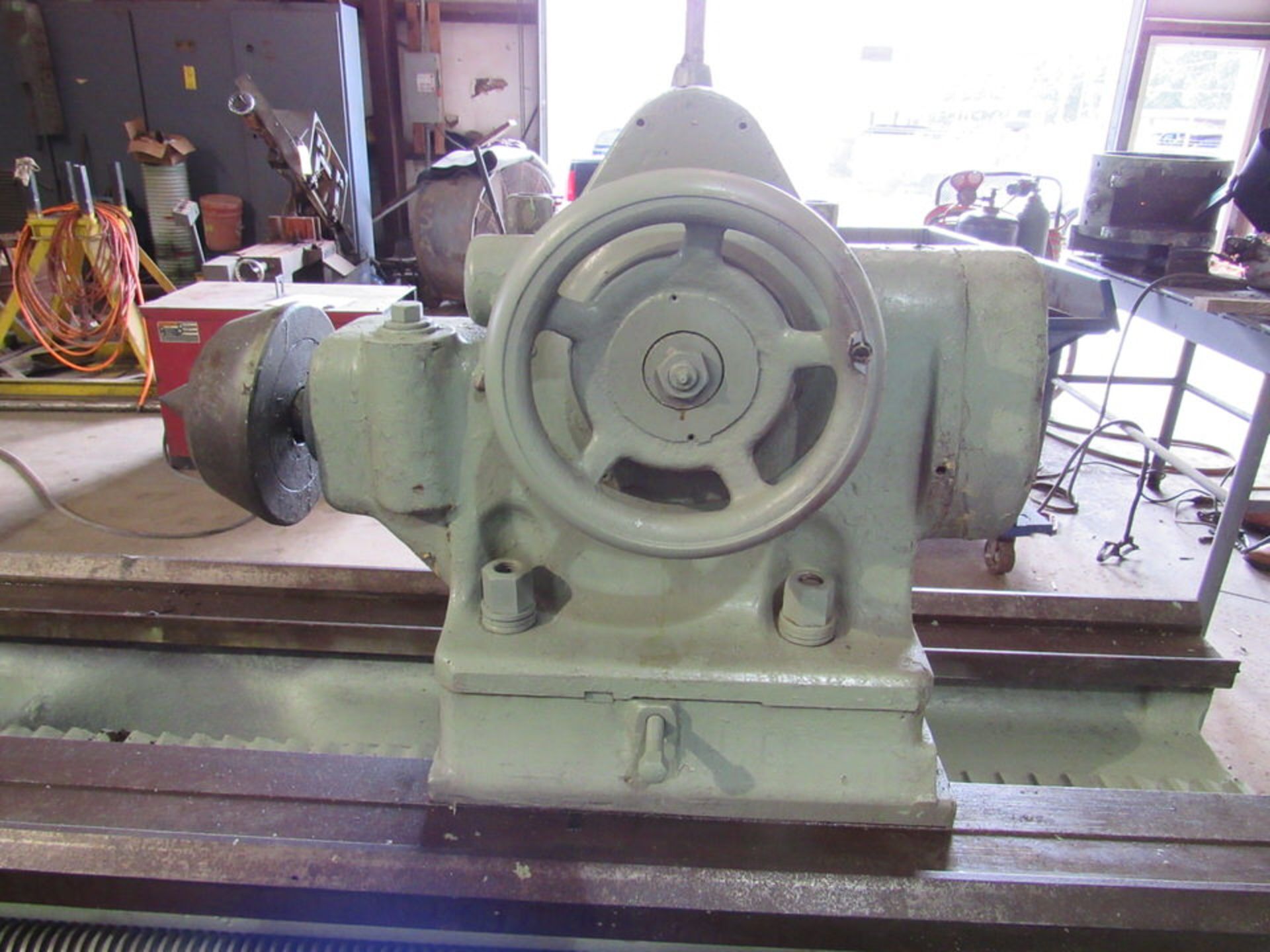 Lodge & Shipley Engine Lathe, 24" swing, 144" bed length, 21" 4-jaw front and rear chucks, 8-9/16" - Image 10 of 11