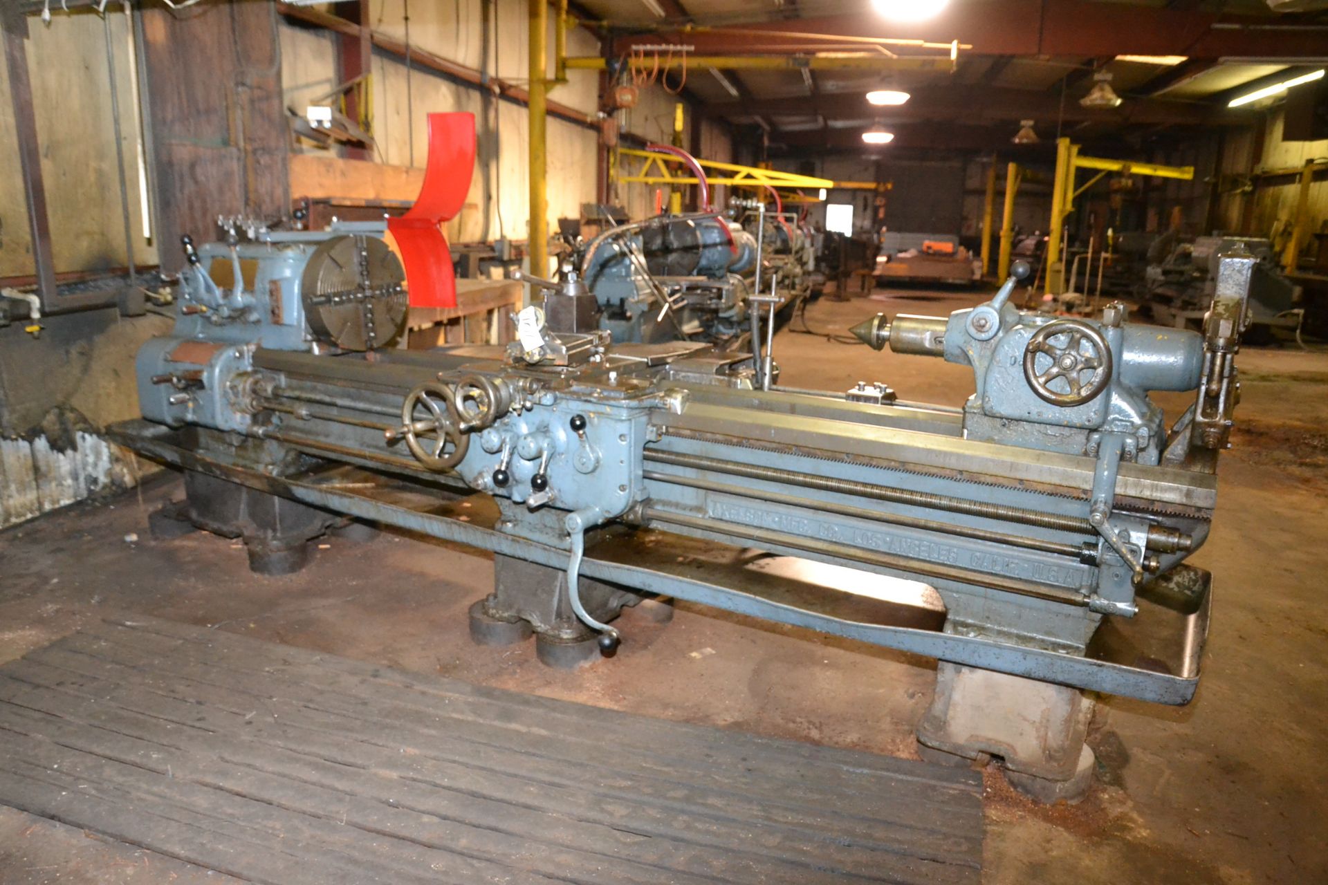 ENGINE LATHE, AXELSON 18” X 93”, WITH 18" 4 JAW CHUCK, TAPER ATTACHMENT, TAILSTOCK, STEADY REST, S/N