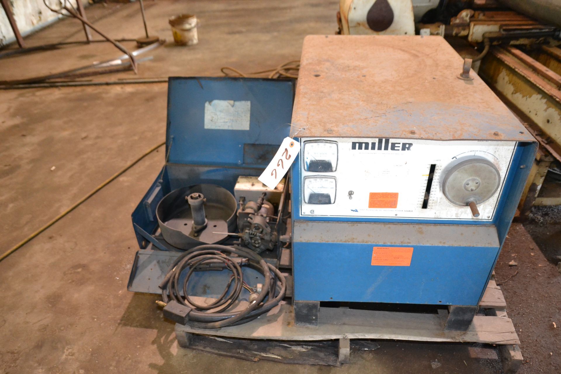 WELDING MACHINE, MILLER, MDL- CP 250TS, 25 D AMP S/N JA372978 AND WIRE FEEDER MILLERMATIC (NEEDS