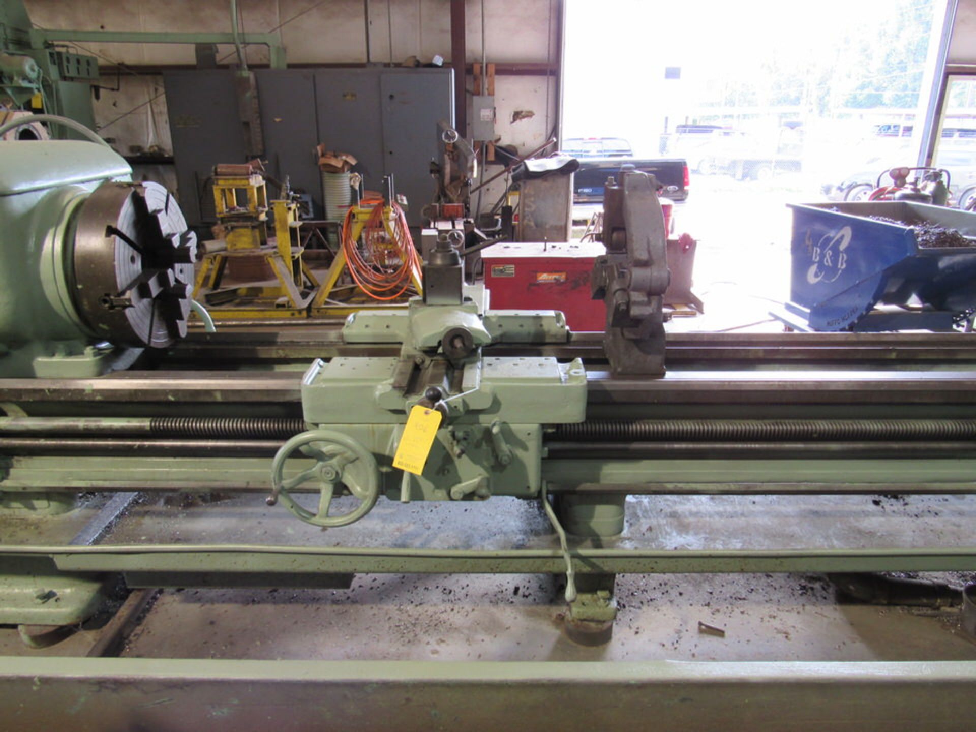 Lodge & Shipley Engine Lathe, 24" swing, 144" bed length, 21" 4-jaw front and rear chucks, 8-9/16" - Image 4 of 11