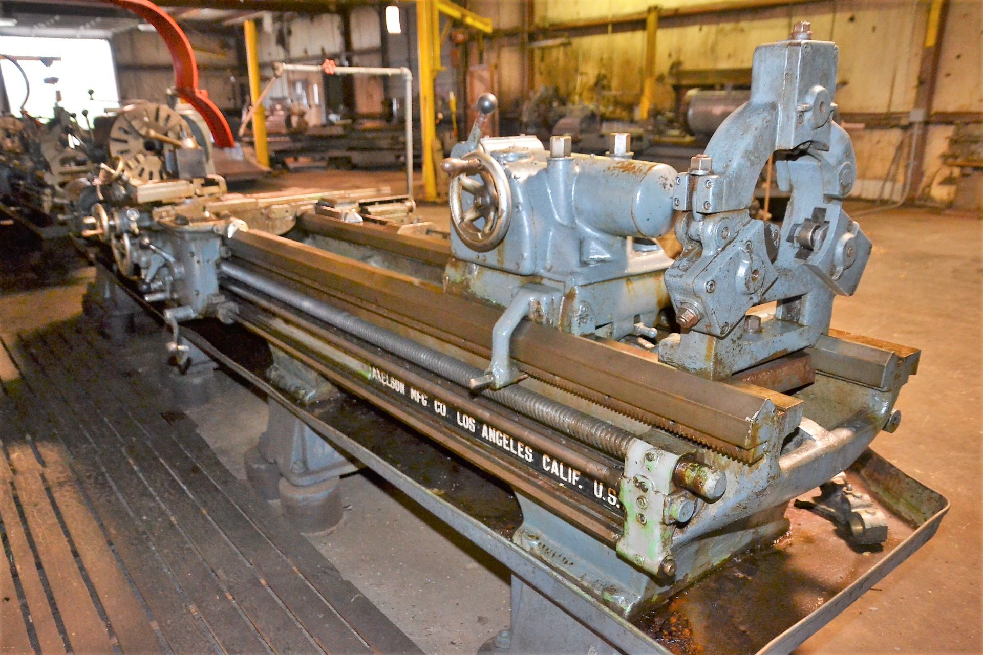 ENGINE LATHE, AXELSON, 20” X 144”, WITH 20" 4 JAW CHUCK, TAPER ATTACHMENT, TAILSTOCK, STEADY REST,