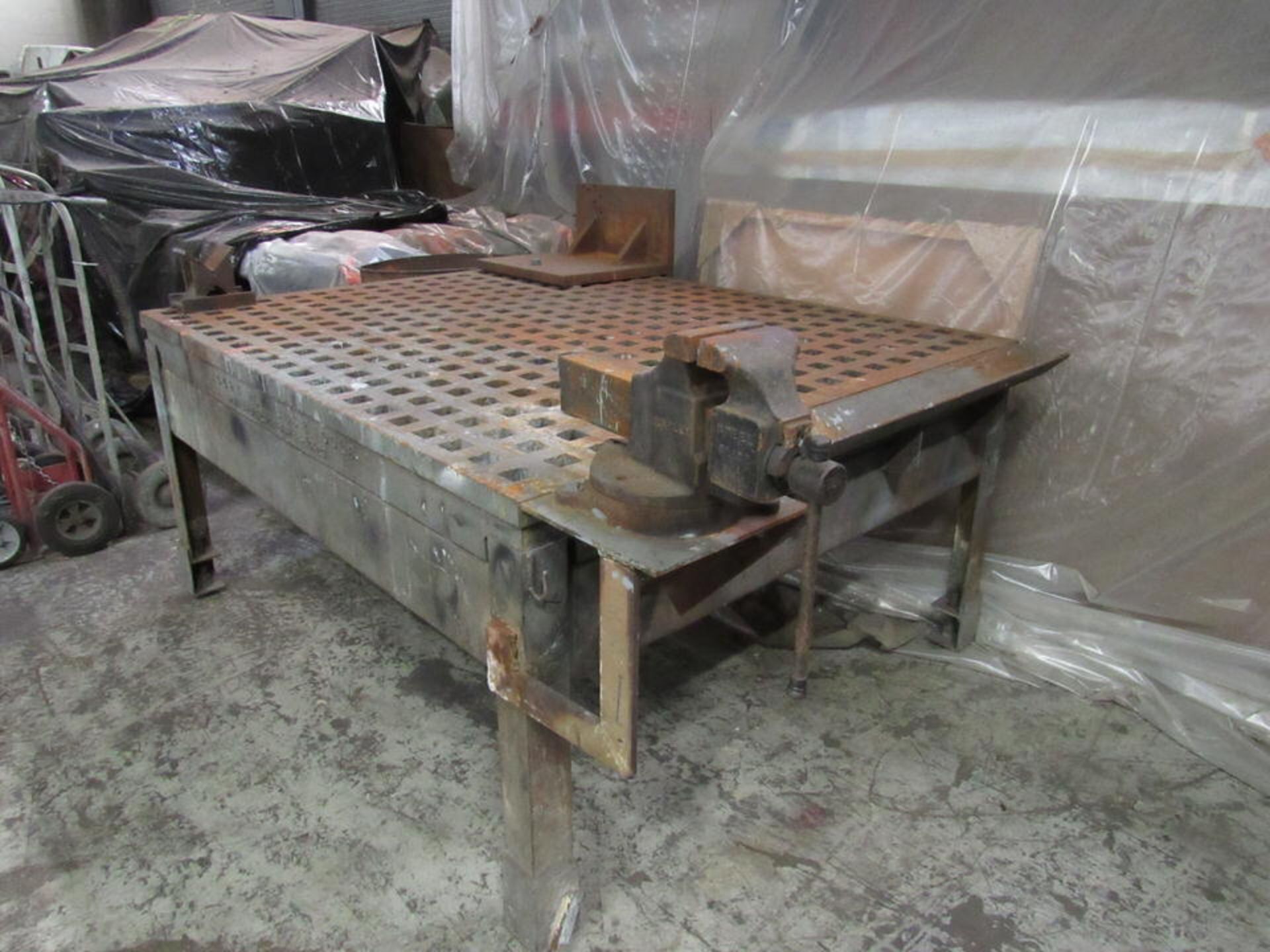 72" x 60" x 35" High Acorn Platens & Tools Welding Table with Vise and Accessories (LOCATION: 3603 - Image 3 of 7