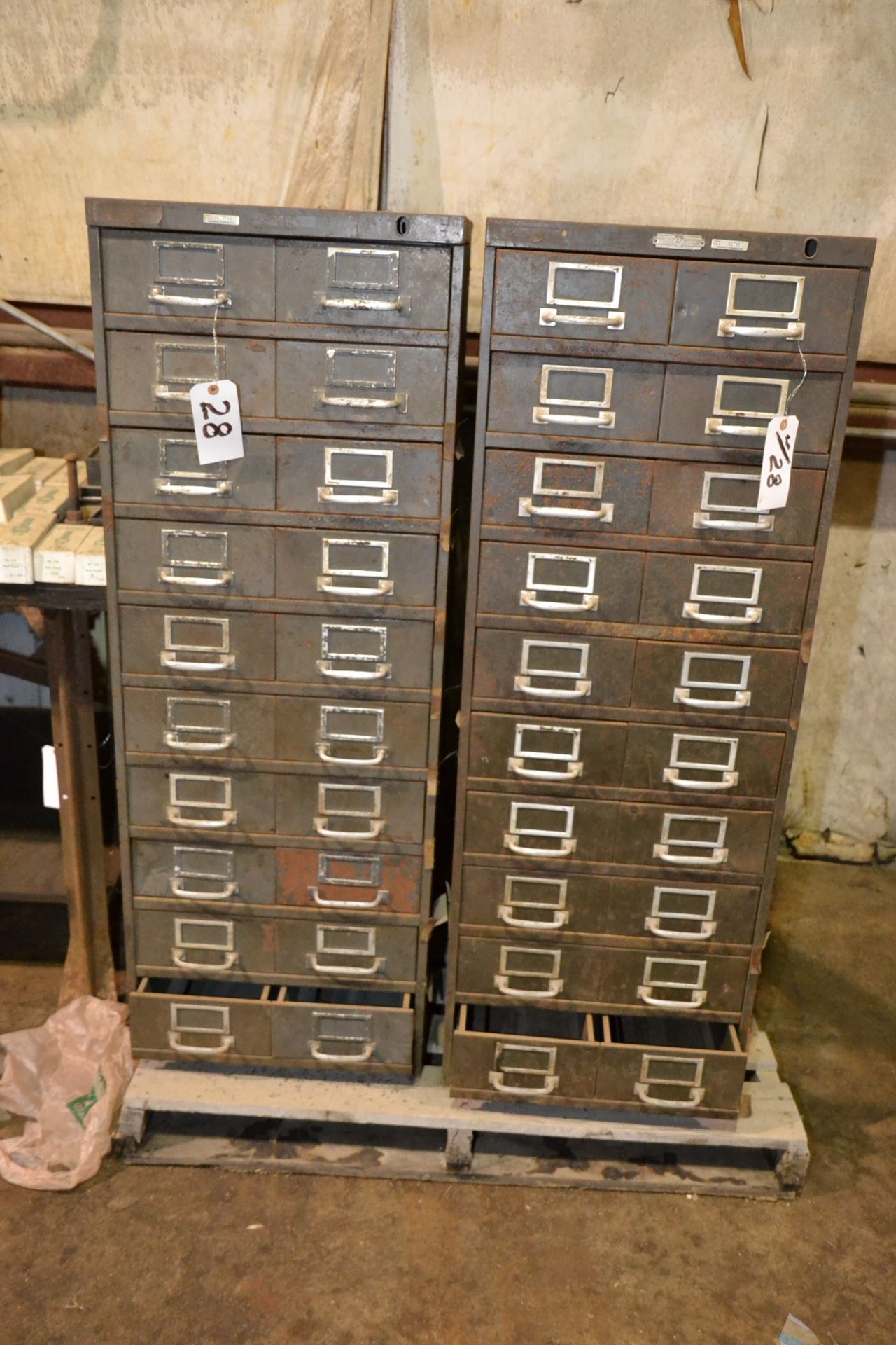 LOT (2) MULTI ROLLING DRAWER CABINETS WITH CONTENT FILES, ALLEN WRENCHES, METRIC WRENCHES, ETC. (