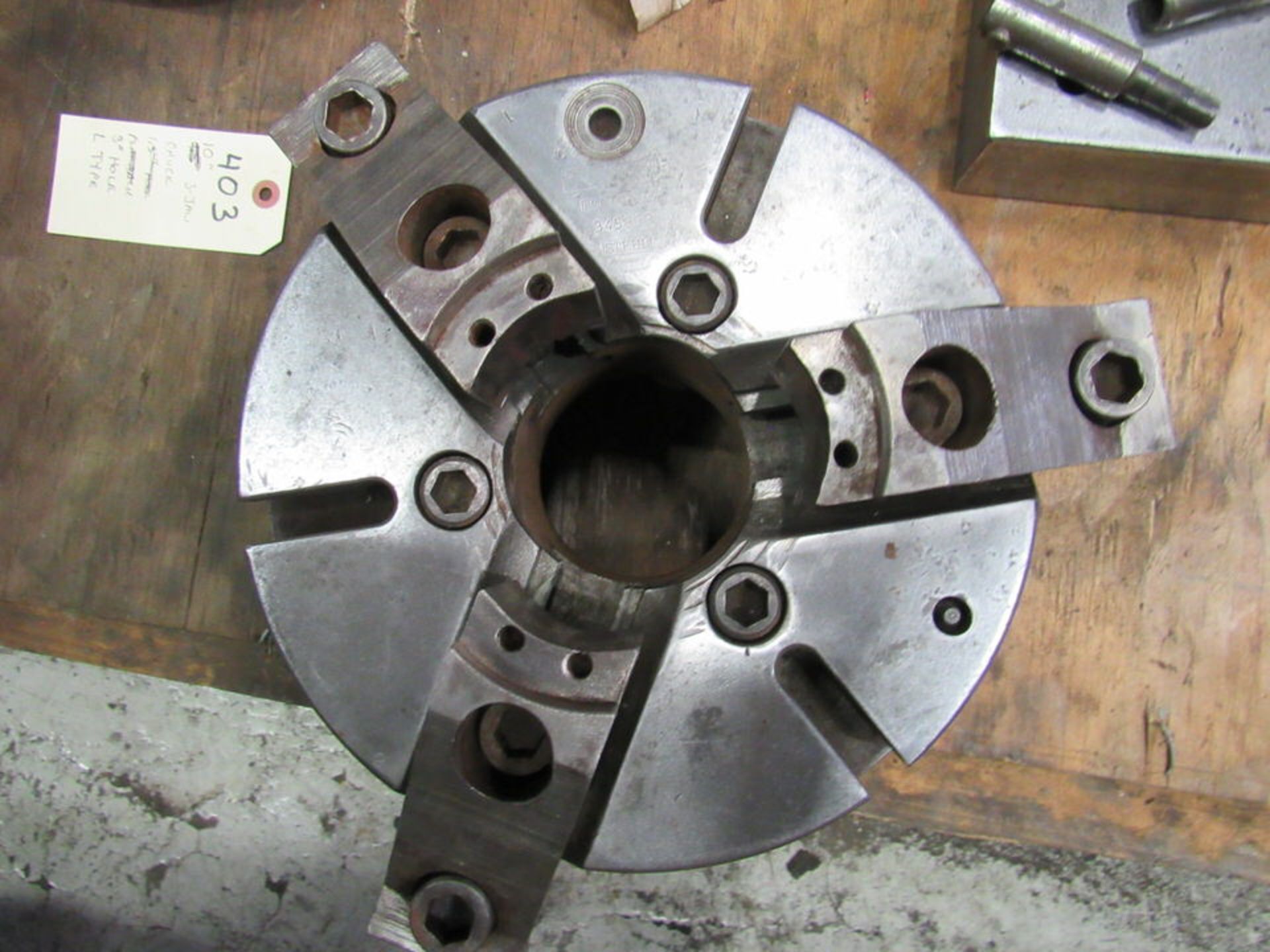 9.5" 3-Jaw Chuck, 3" through hole, type L mount, S/N NA (LOCATION: 3603 Melva Street, Houston TX - Image 2 of 3