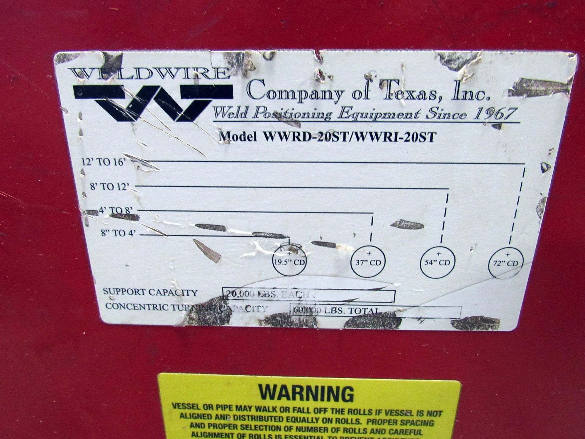 20 Ton Weldwire Model 20ST Welding Turning Rolls Set, 40,000 lb. cap. per set, 8" - 16' dia. - Image 4 of 4