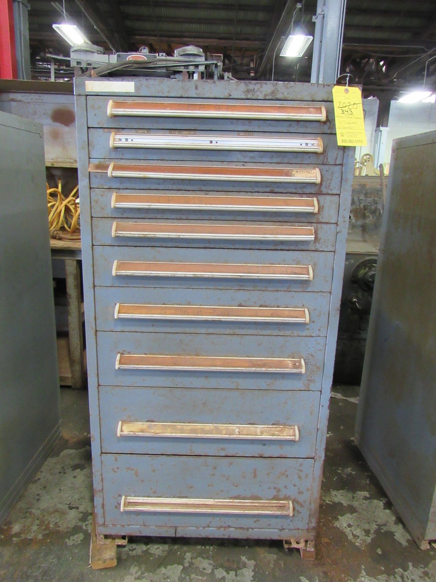 Maintenance Room Cabinet, 10 drawers (Some drawers labled, not readable from photos) Note: Content