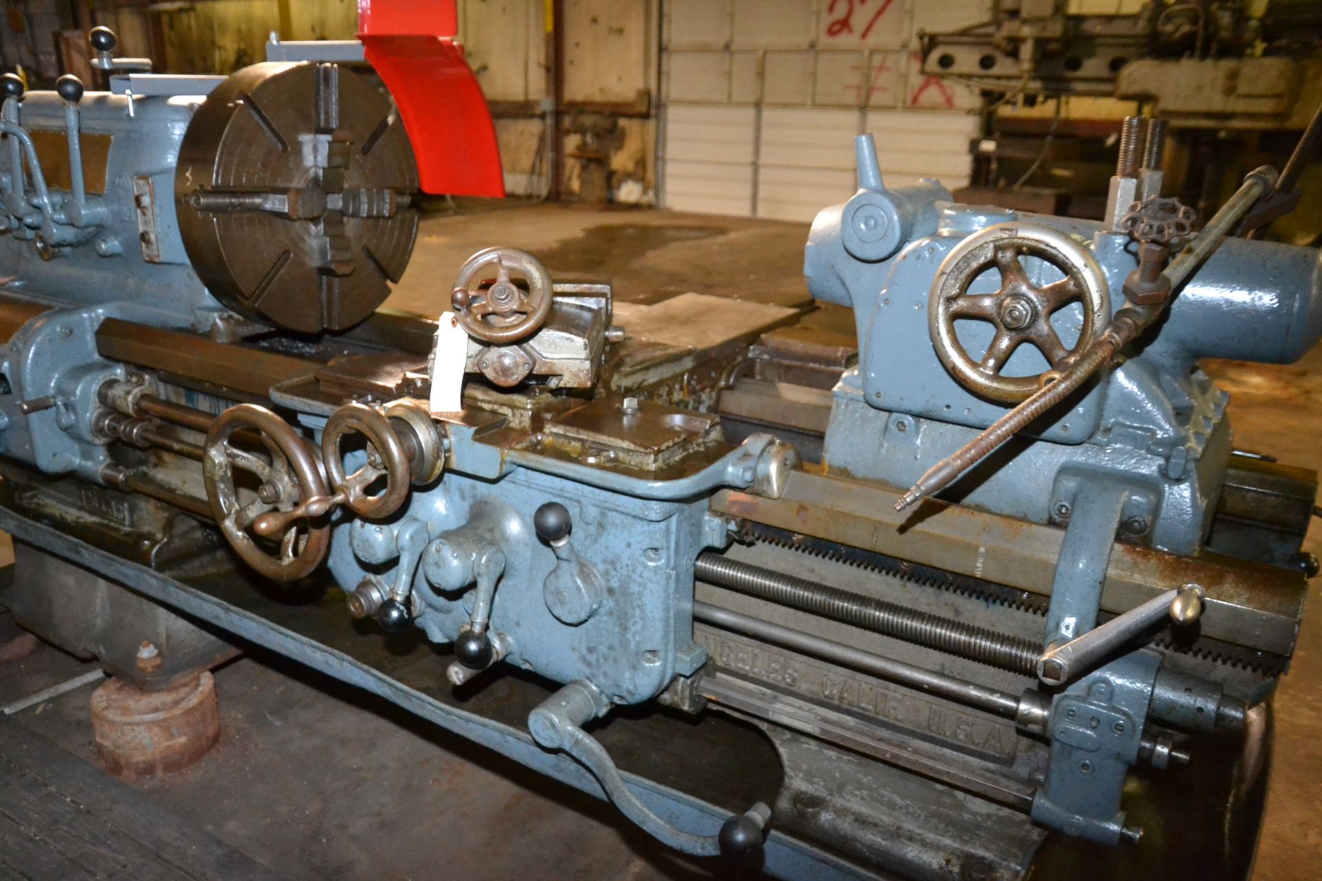 ENGINE LATHE, AXELSON 20” X 43”, WITH 20" 4 JAW CHUCK, TAPER ATTACHMENT, TAILSTOCK, S/N 1877 (