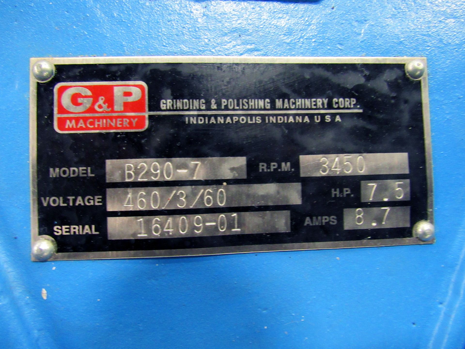 G&P Model B290-7 Medium Duty Swing Frame Grinder, 2" x 90" belt, 7.5 hp motor, 3450 rpm motor speed, - Image 6 of 6