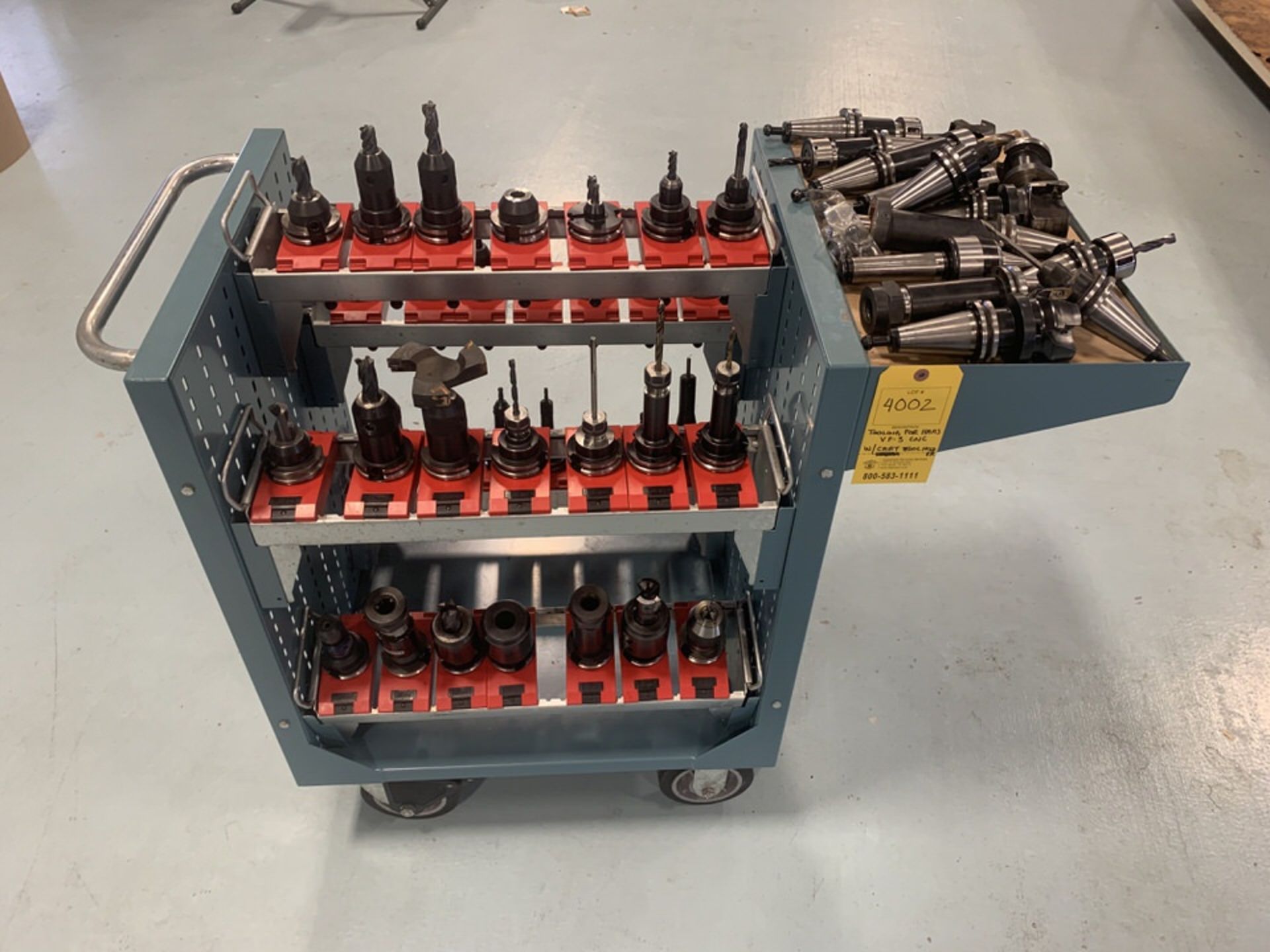 Lot of Tooling for Haas VF-3 CNC Machining Center on Rolling Tool Cart - Image 2 of 3