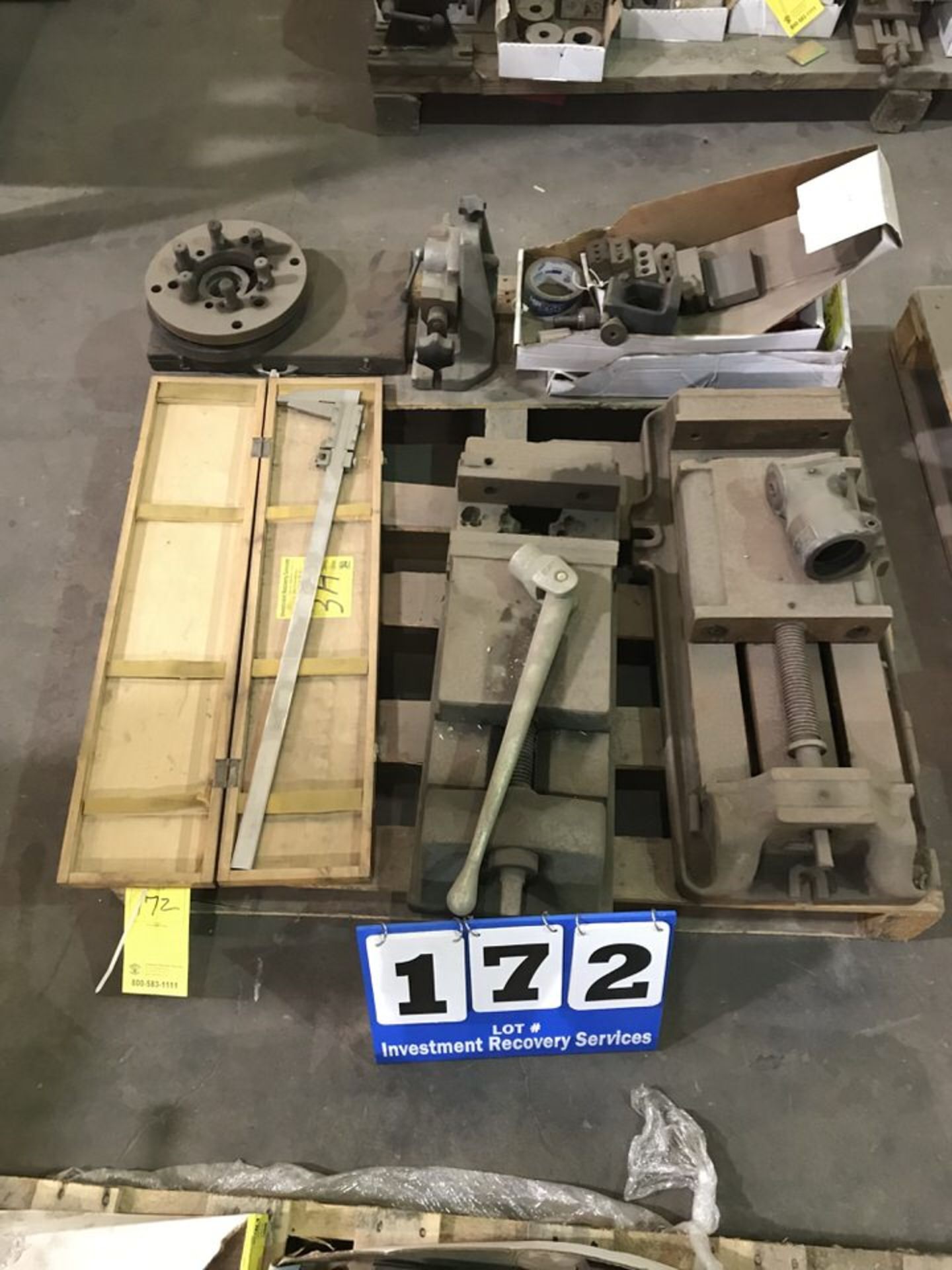 (2) HD Machine Vices, 24" Caliper, Misc Tooling (LOCATION: 3421 N SYLVANIA, FT WORTH, TX, 76111)