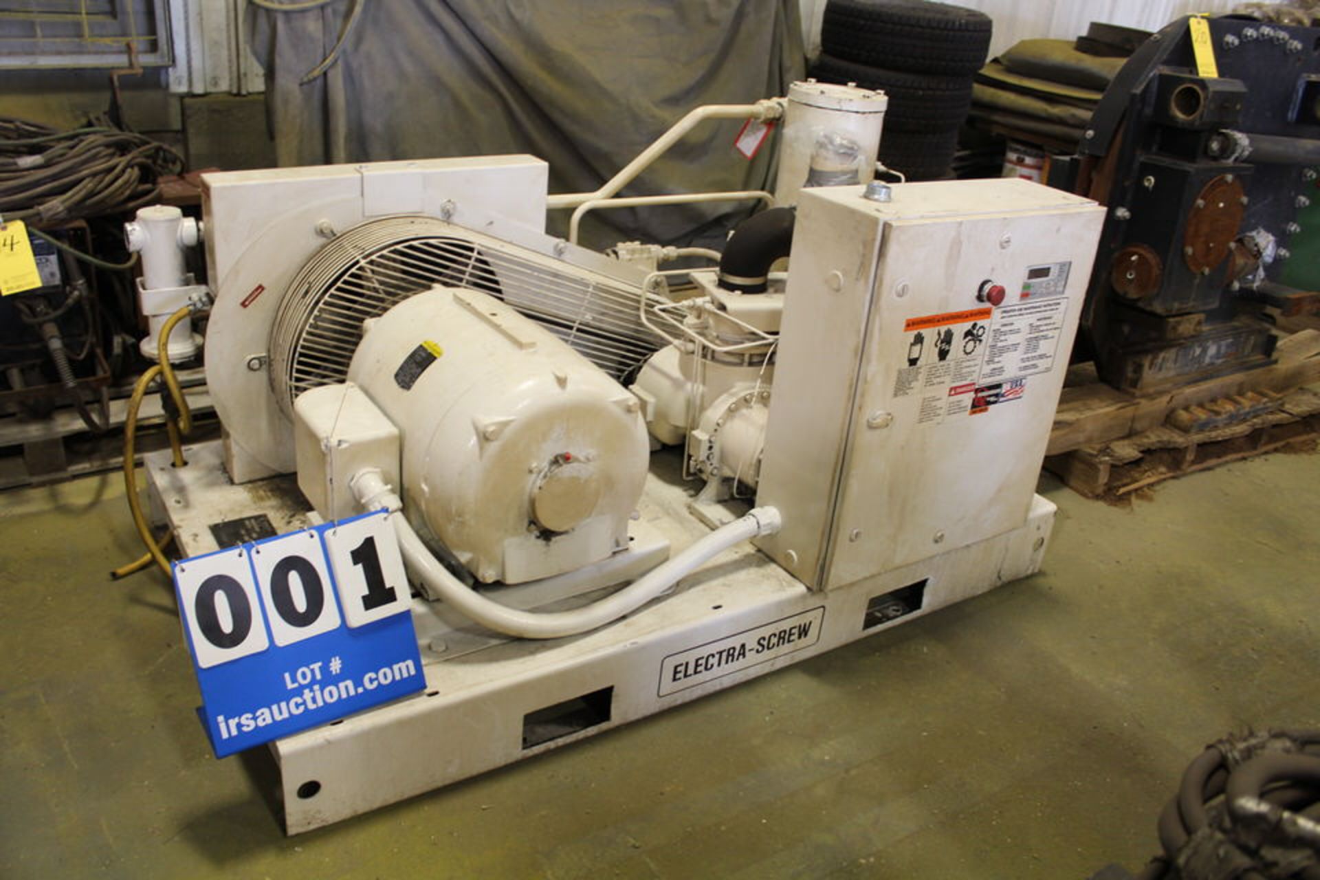 GARDNER DENVER ELECTRA SCREW AIR COMPRESSOR, MDL:EDE99M 100 PSIG, 50 HP, SKID MOUNTED (LOCATION: