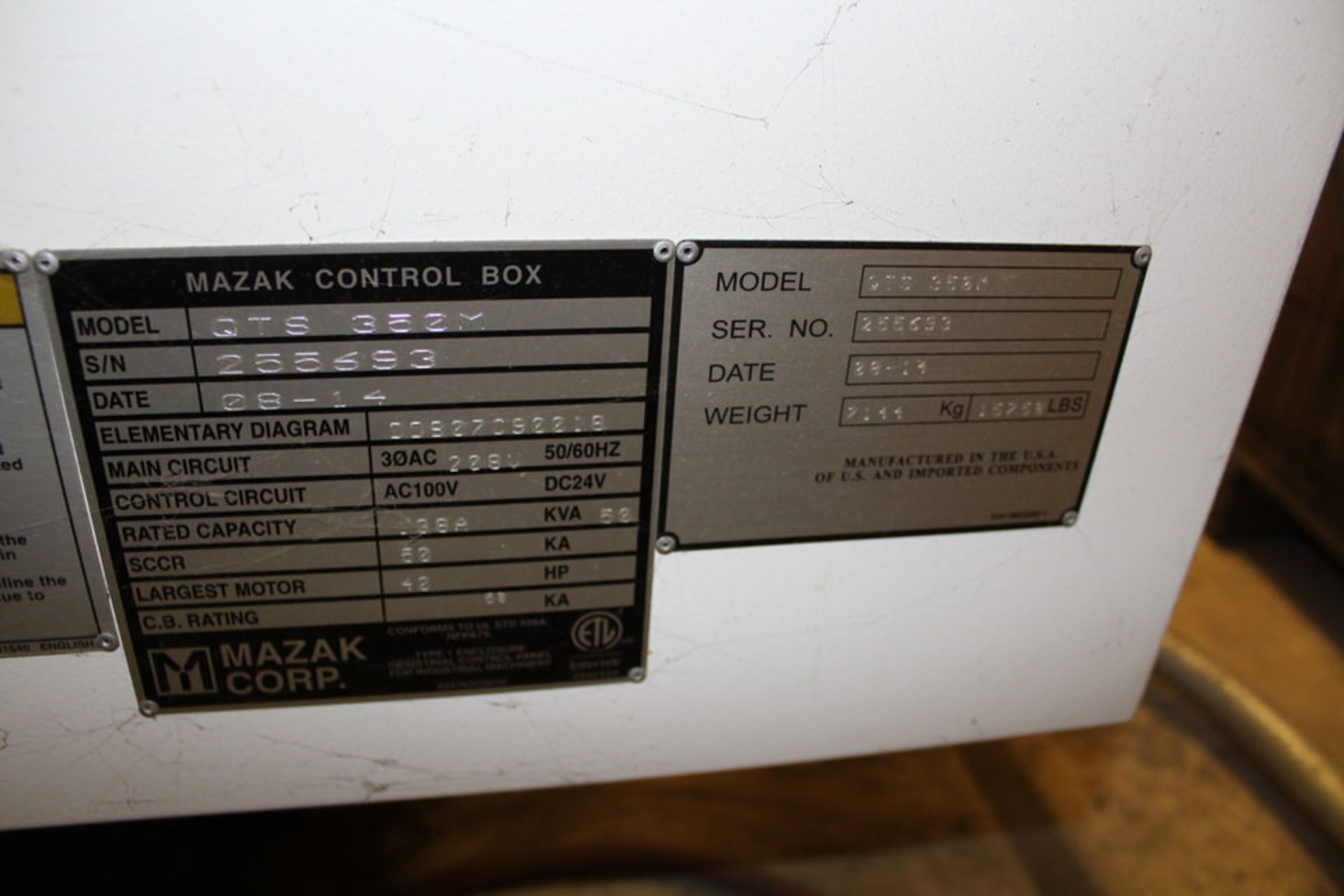 2014 MAZAK QT350M CNC LATHE, CUTTING HOURS: 1,653, 12" CHUCK, 60" CENTERS, FULL C AXIS MILLING, CHIP - Image 7 of 8