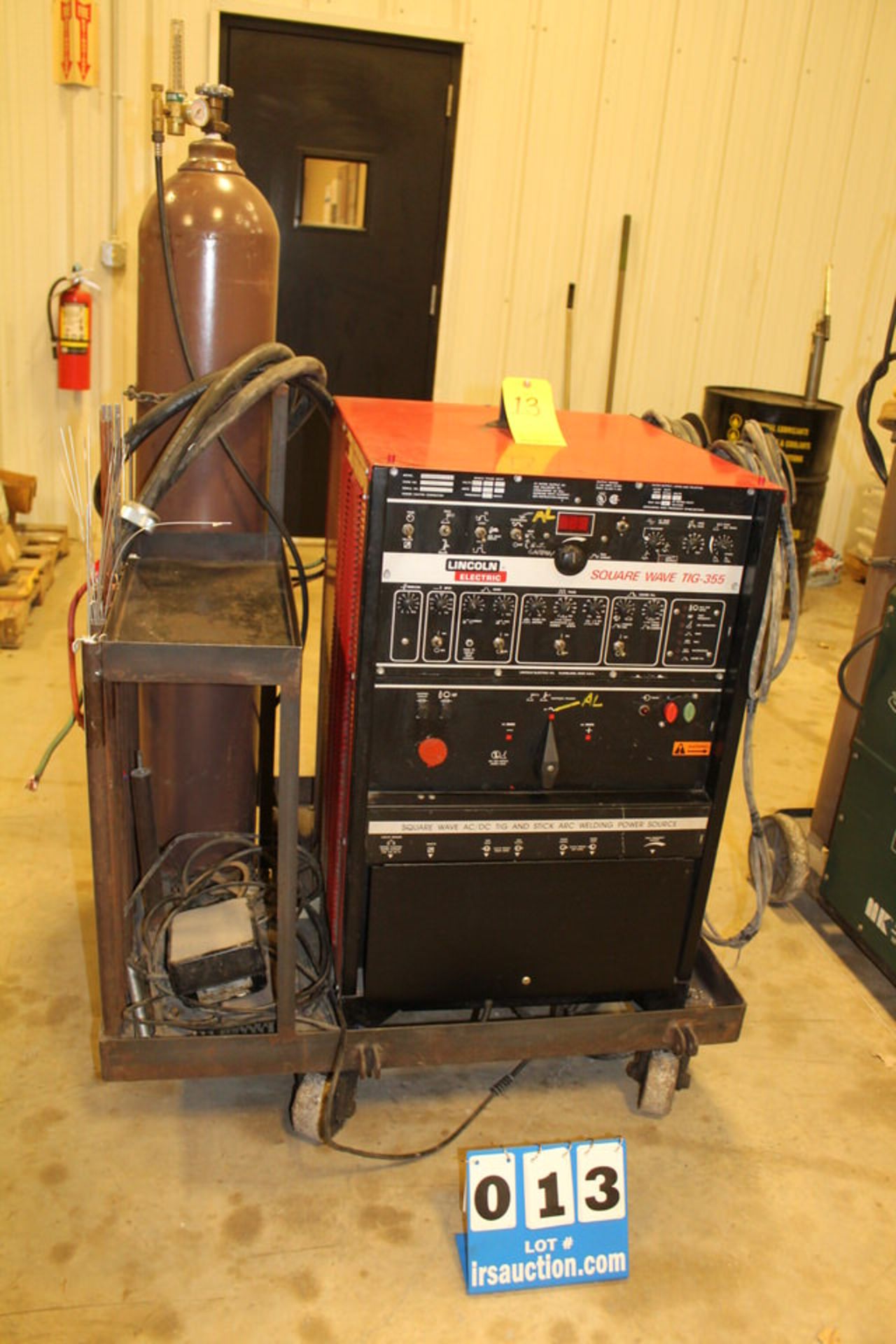 LINCOLN SQUAREWAVE TIG-355 AC-DC TIG & STICK ARK WELDER, BOTTLES INCLUDED