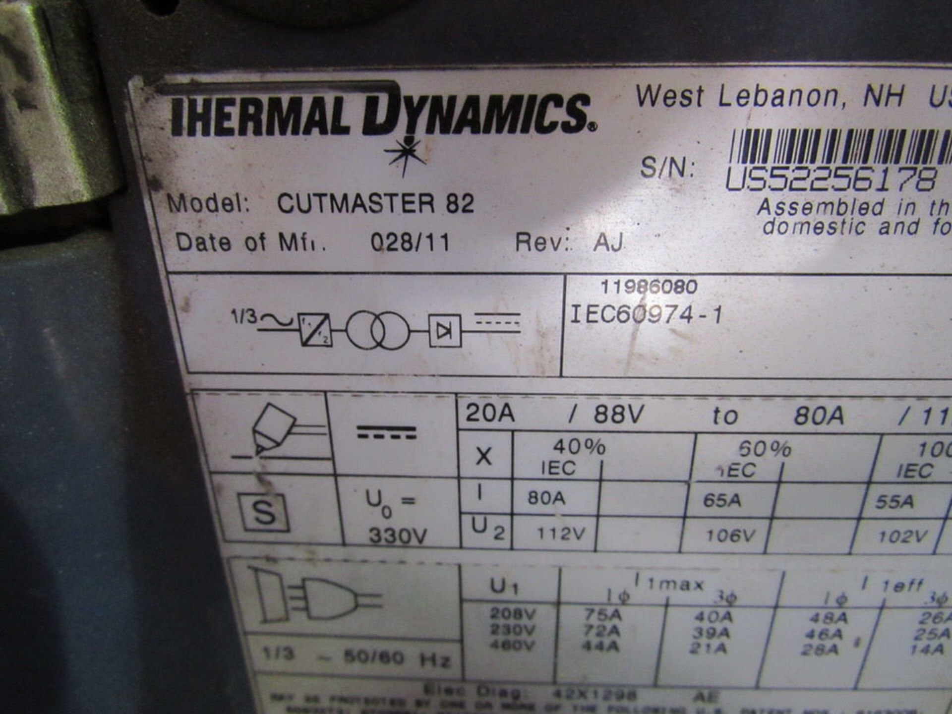 Thermal Dynamics Model Cutmaster 82 Manual Cutting Torch, 3/4" - 1-1/2" manual cuts, 5/8" pierce, - Image 3 of 3