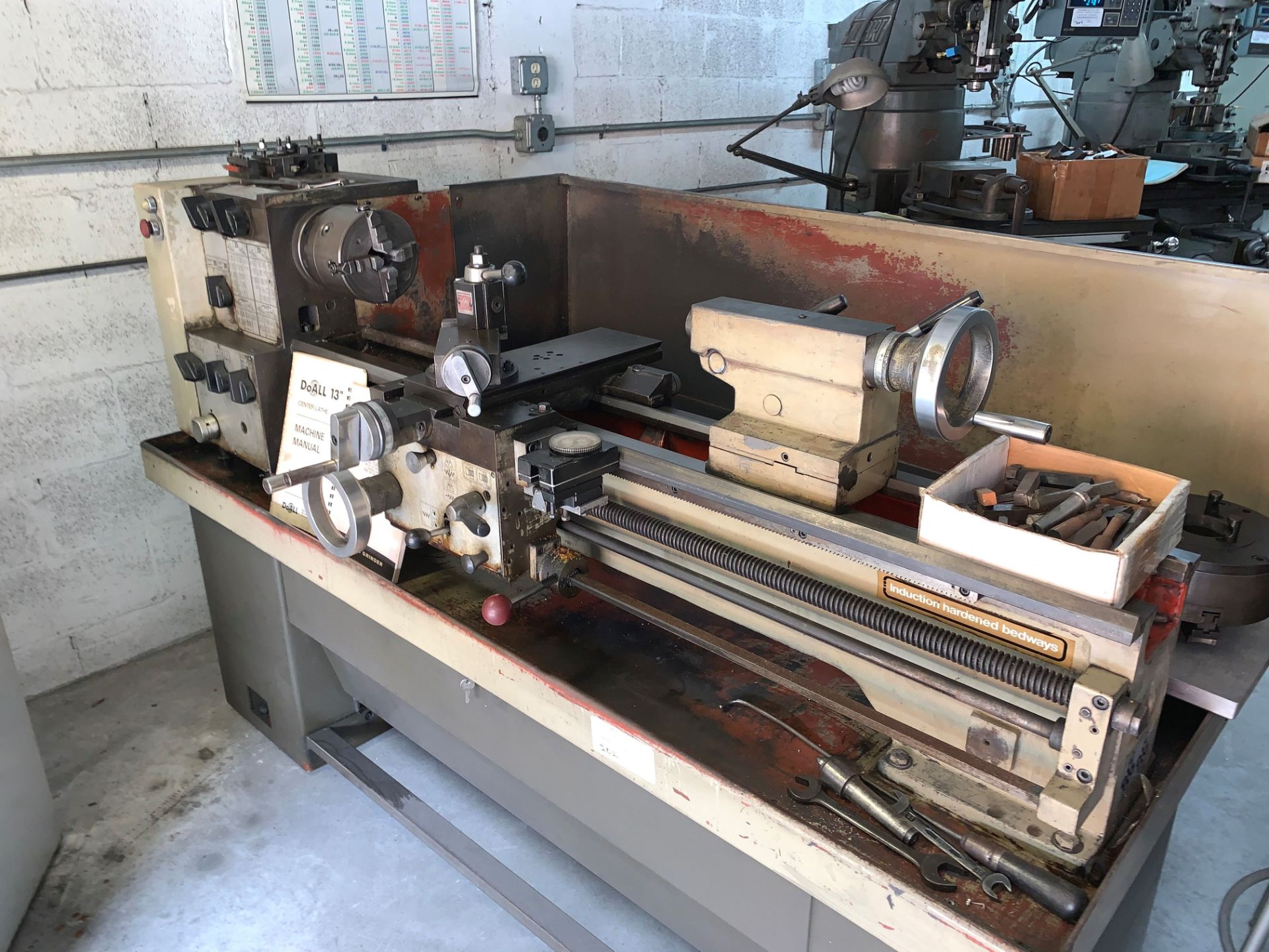 Do-Al 13" Center Lathe, 48" Bed, 4 & 3 Jaw Chucks, Steady Rest, Tool Post, Collets - Image 2 of 5
