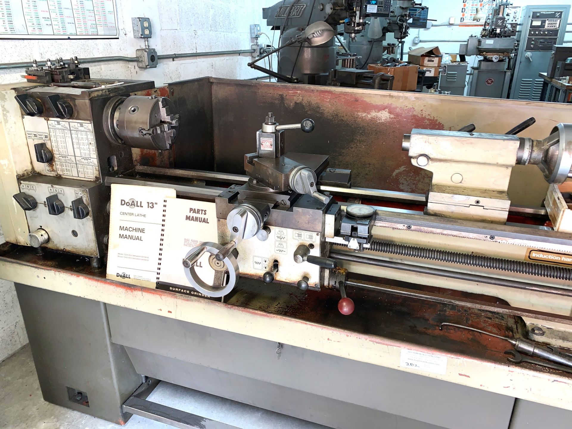 Do-Al 13" Center Lathe, 48" Bed, 4 & 3 Jaw Chucks, Steady Rest, Tool Post, Collets