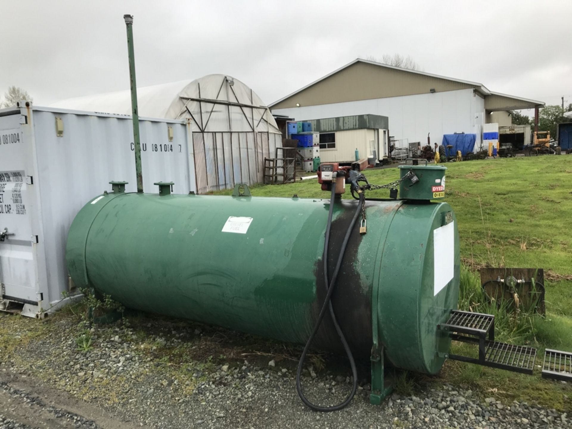 2004 ABOVE GROUND 4,220 LITRE FUEL TANKS WITH PUMP & APPROX. 38" OF DIESEL