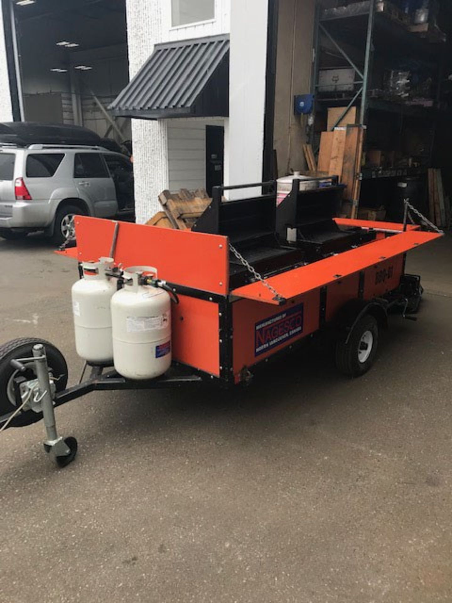 2008 TRAILER WITH 2 NAPOLEAN STAINLESS STEEL BBQ'S & POT BURNER