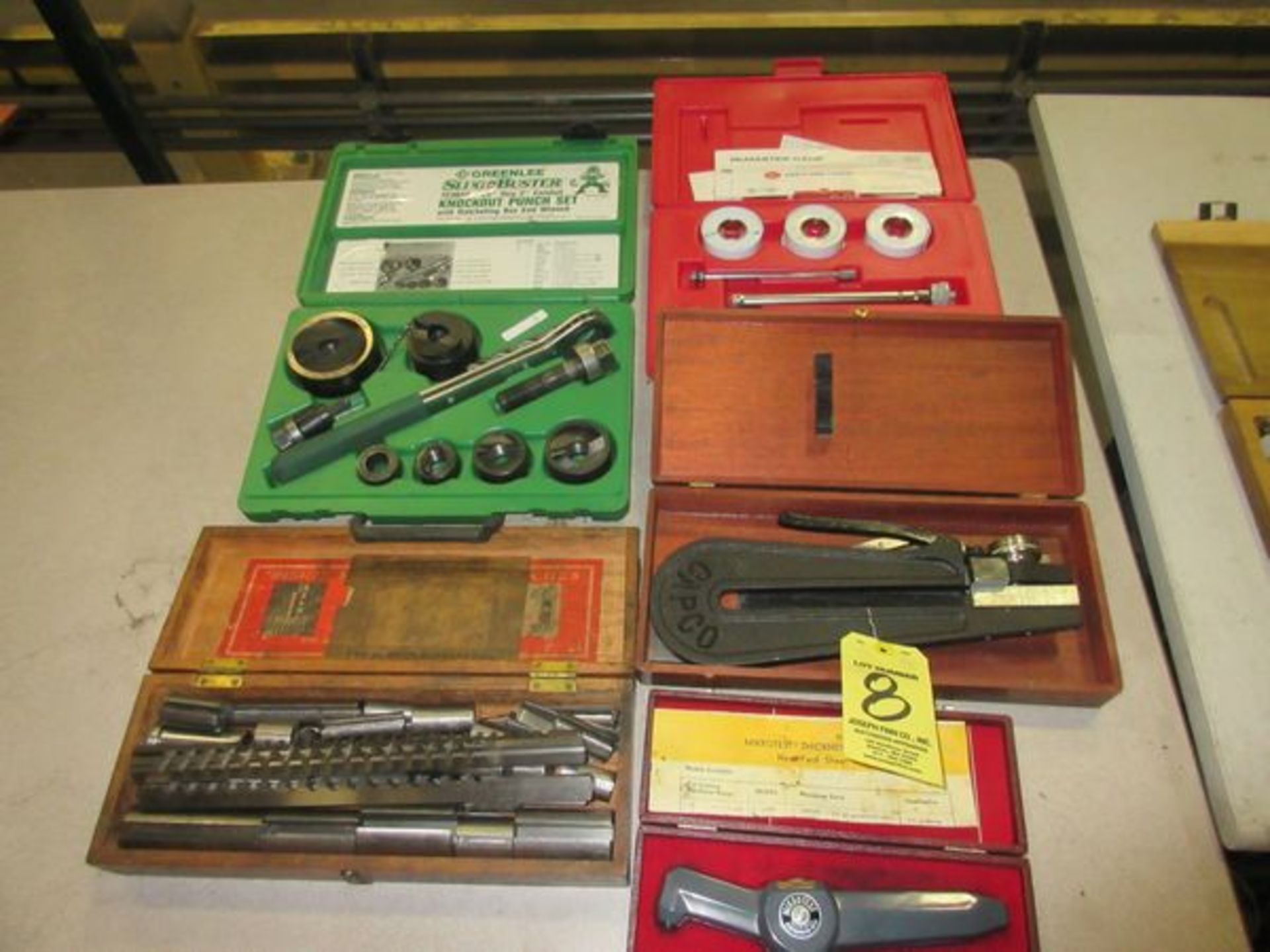 LOT Greenlee .5"-2" Knockout Punch Set, Broach Set, Mikrotest Thickness Gage, Capco Dial Gage,