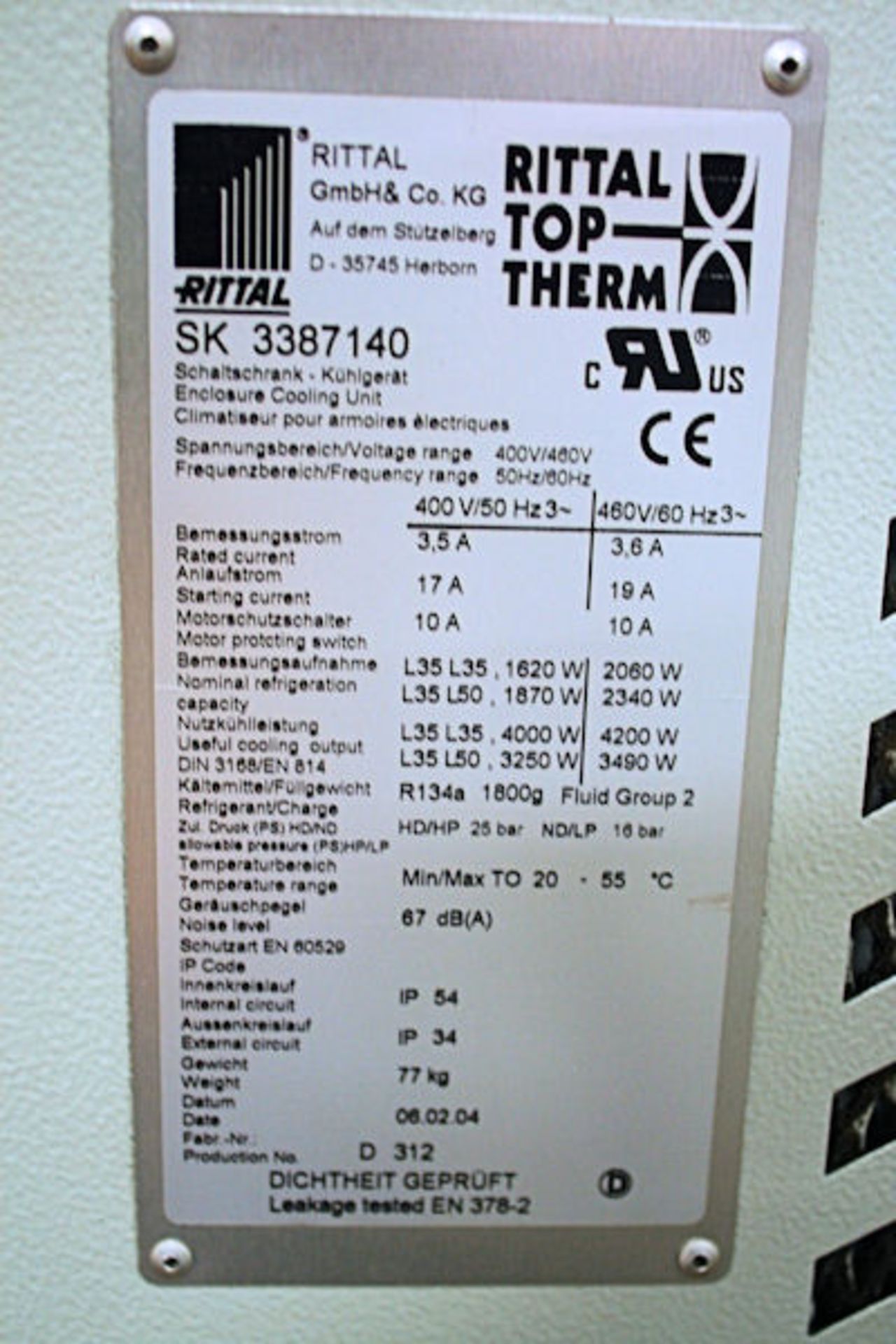 LOT (5) Used Rittal Top Therm SK 3387140 Enclosure Air Conditioners & Cooling Units - Image 4 of 4