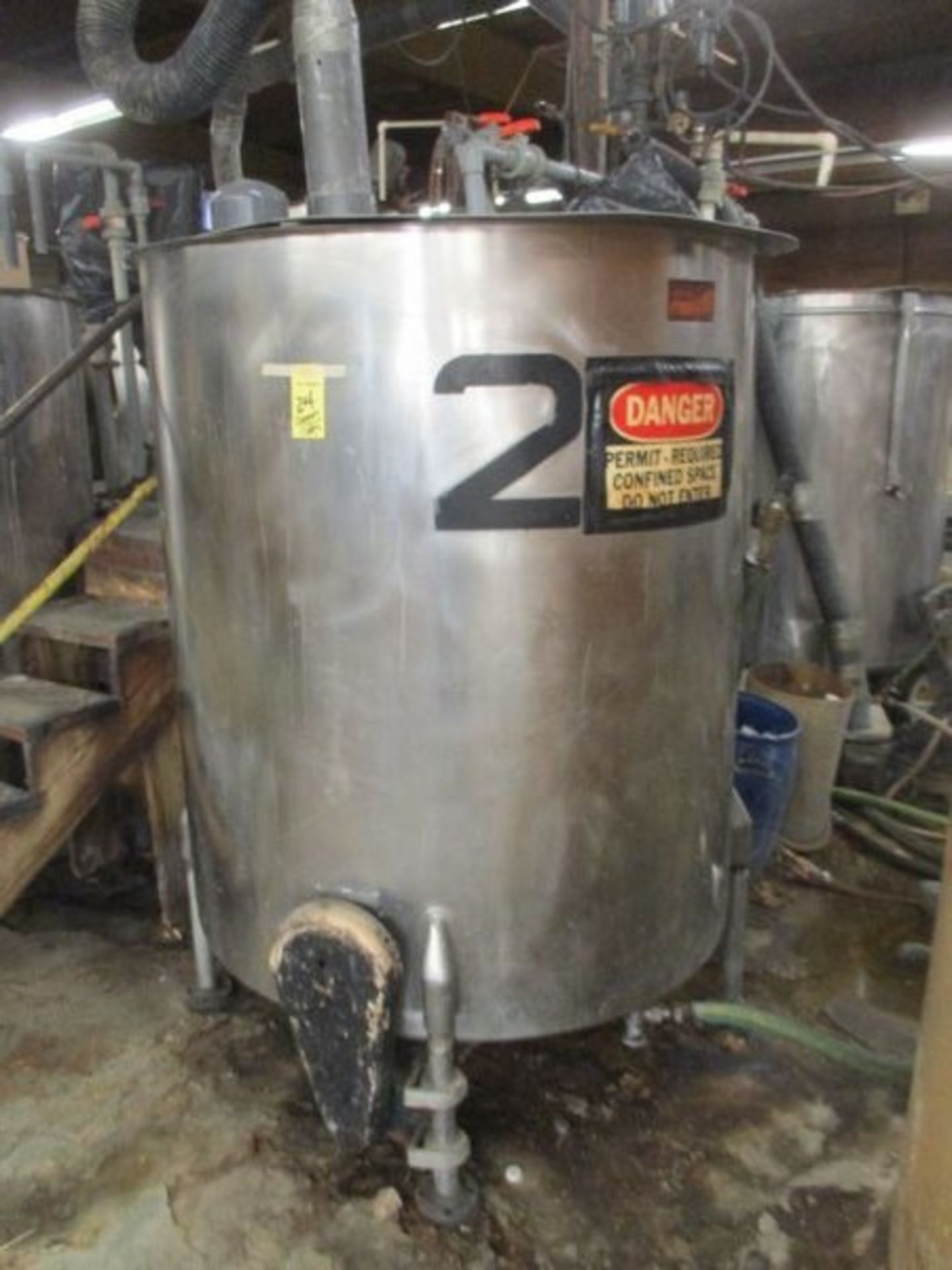 LOT (2) Process Equipment Chem-Tek 533 Gallon OVS S.S. Tanks, Bottom Agitation, (1) Needs Repair - Image 2 of 3