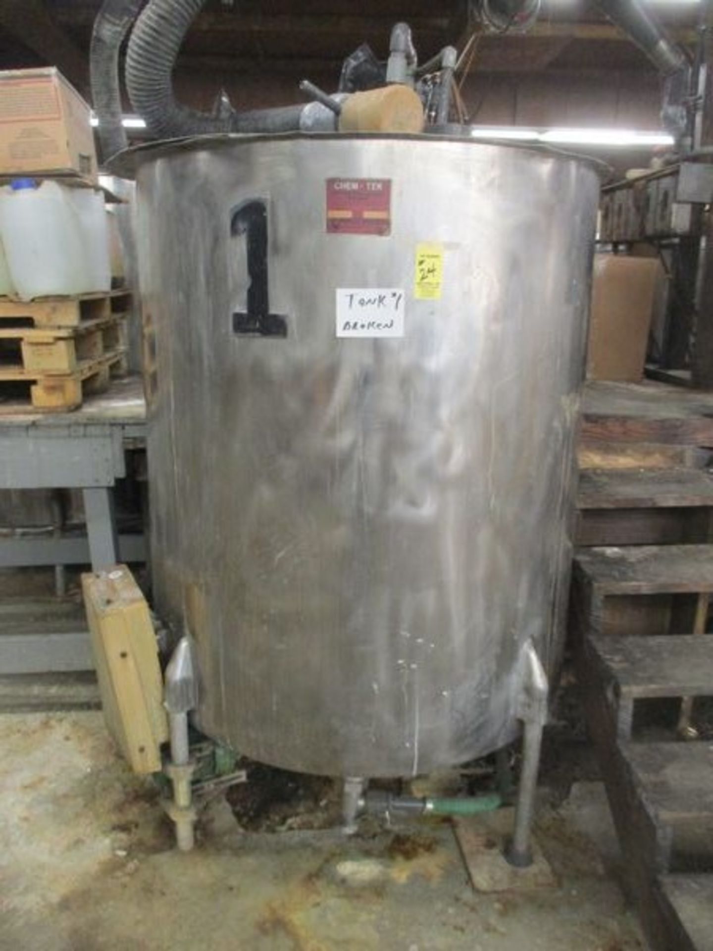 LOT (2) Process Equipment Chem-Tek 533 Gallon OVS S.S. Tanks, Bottom Agitation, (1) Needs Repair - Image 3 of 3