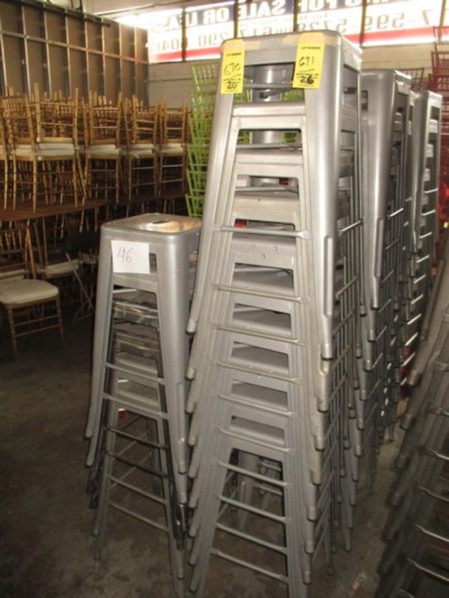 LOT Approx. (20) Gray Metal Stacking Stools