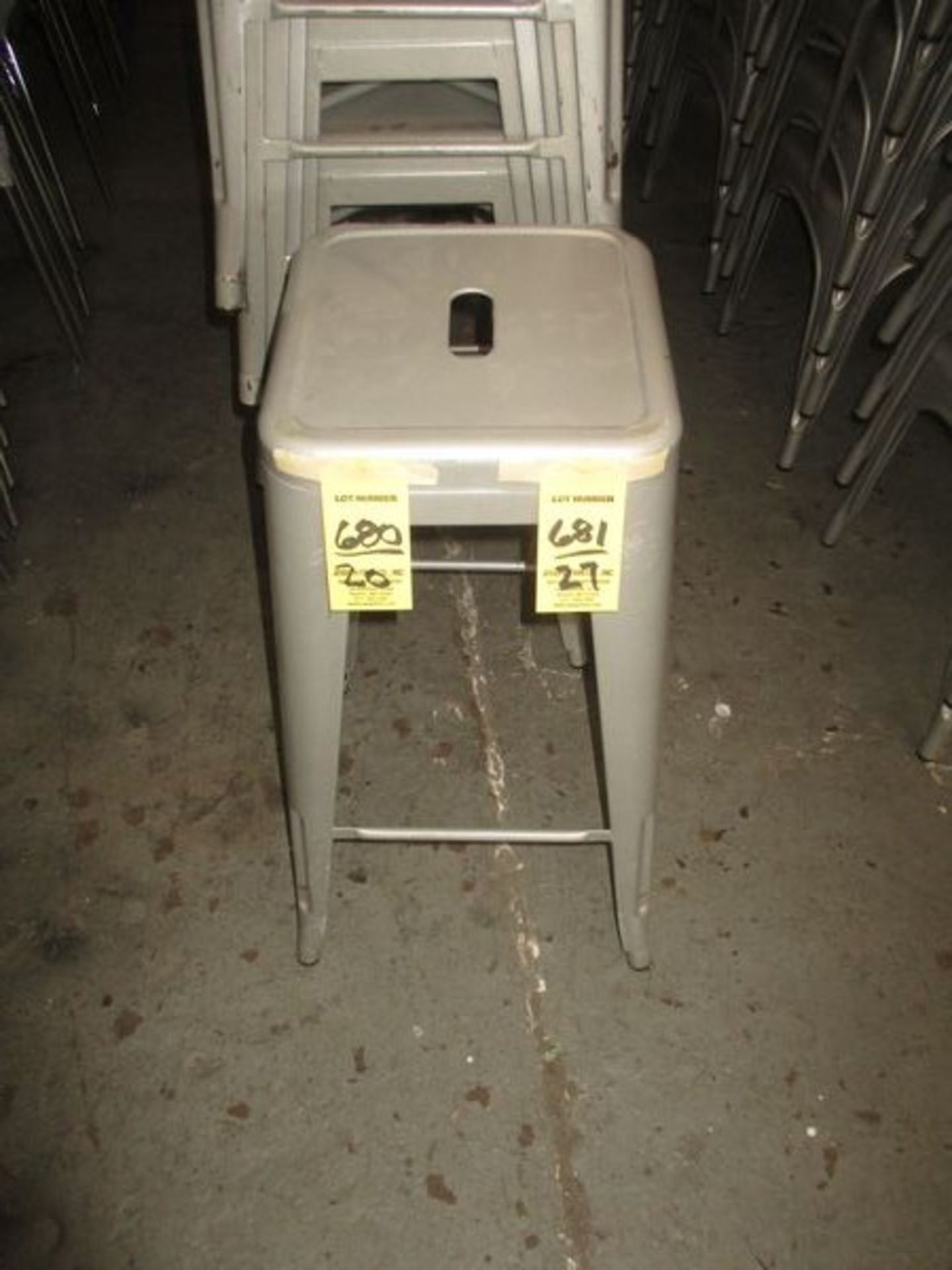 LOT Approx. (20) Gray Metal Stacking Stools