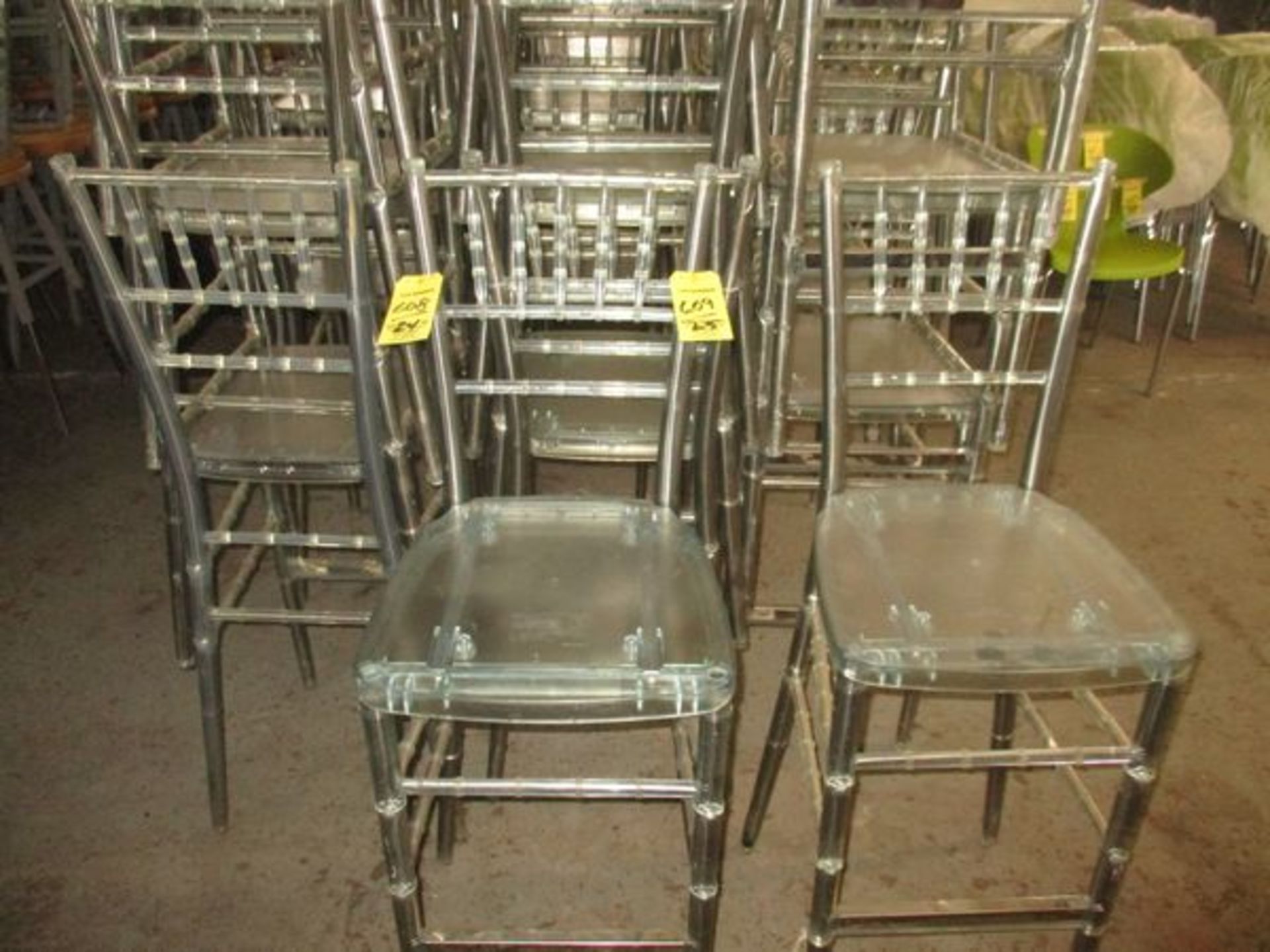 LOT Approx. (24) Clear Plastic Spindle Design Stacking Stools