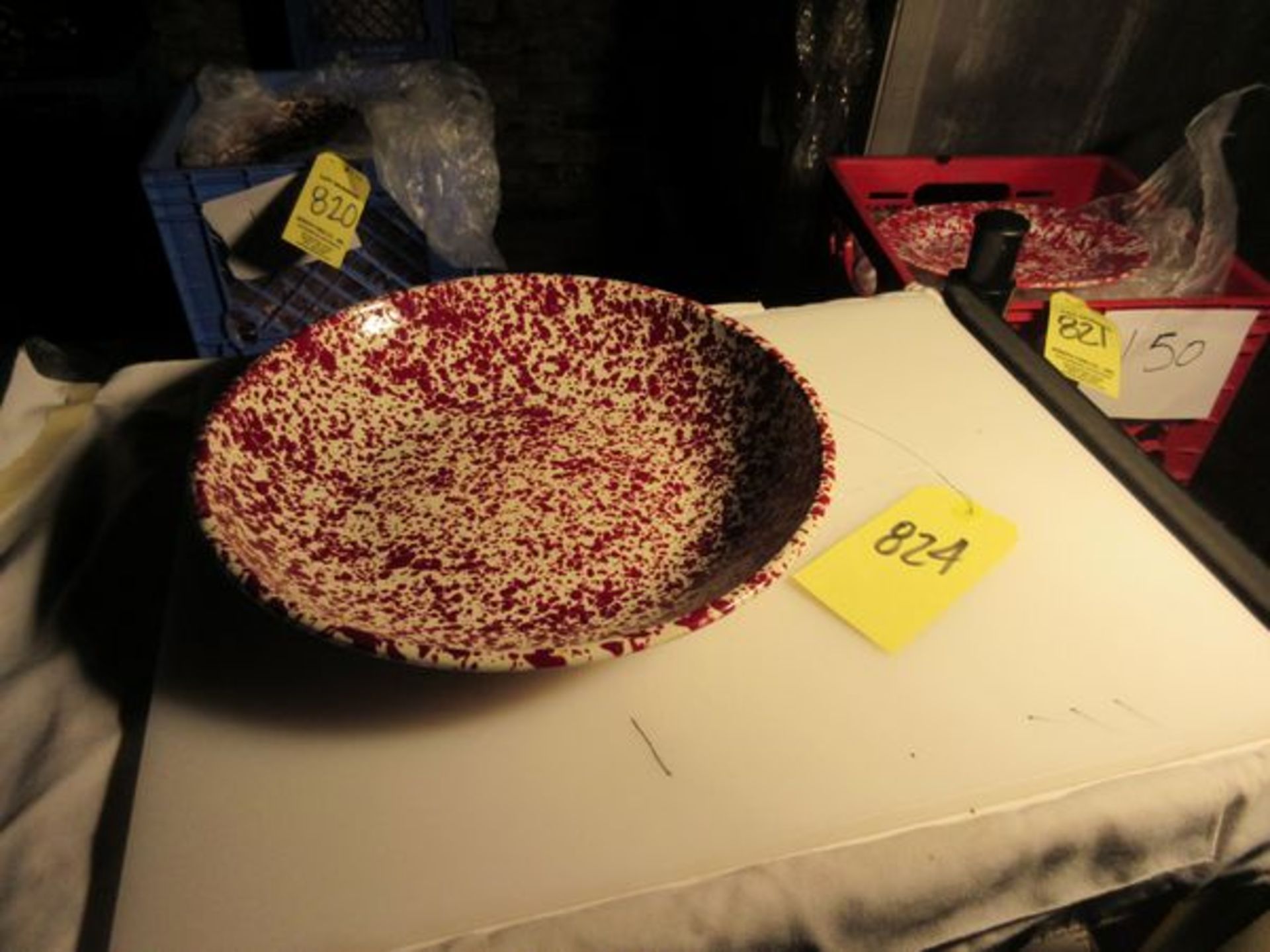 LOT Approx. (30) Red & White Metal Bowls, 12"