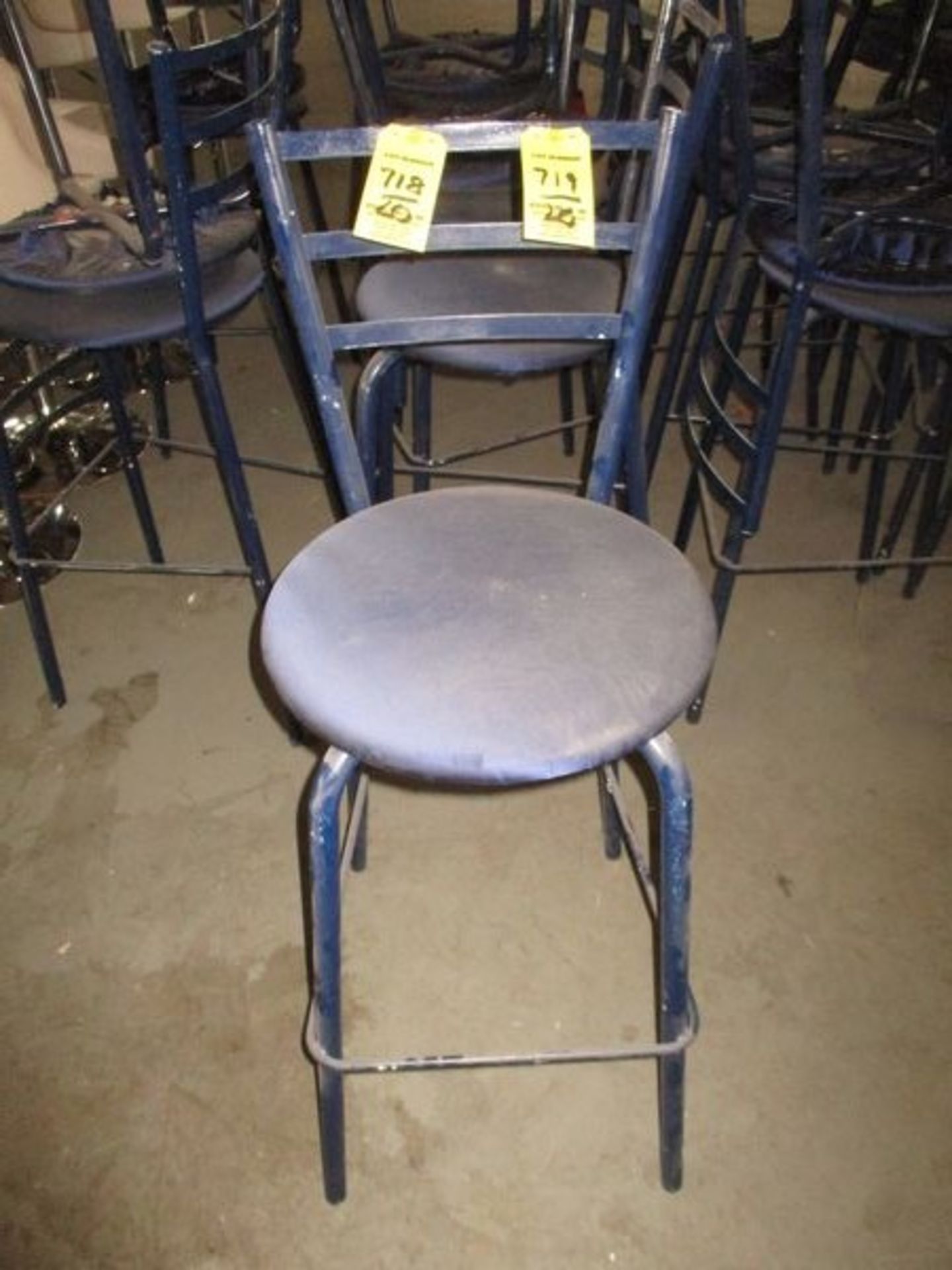 LOT Approx. (20) Blue Metal Legged Round Padded Stools