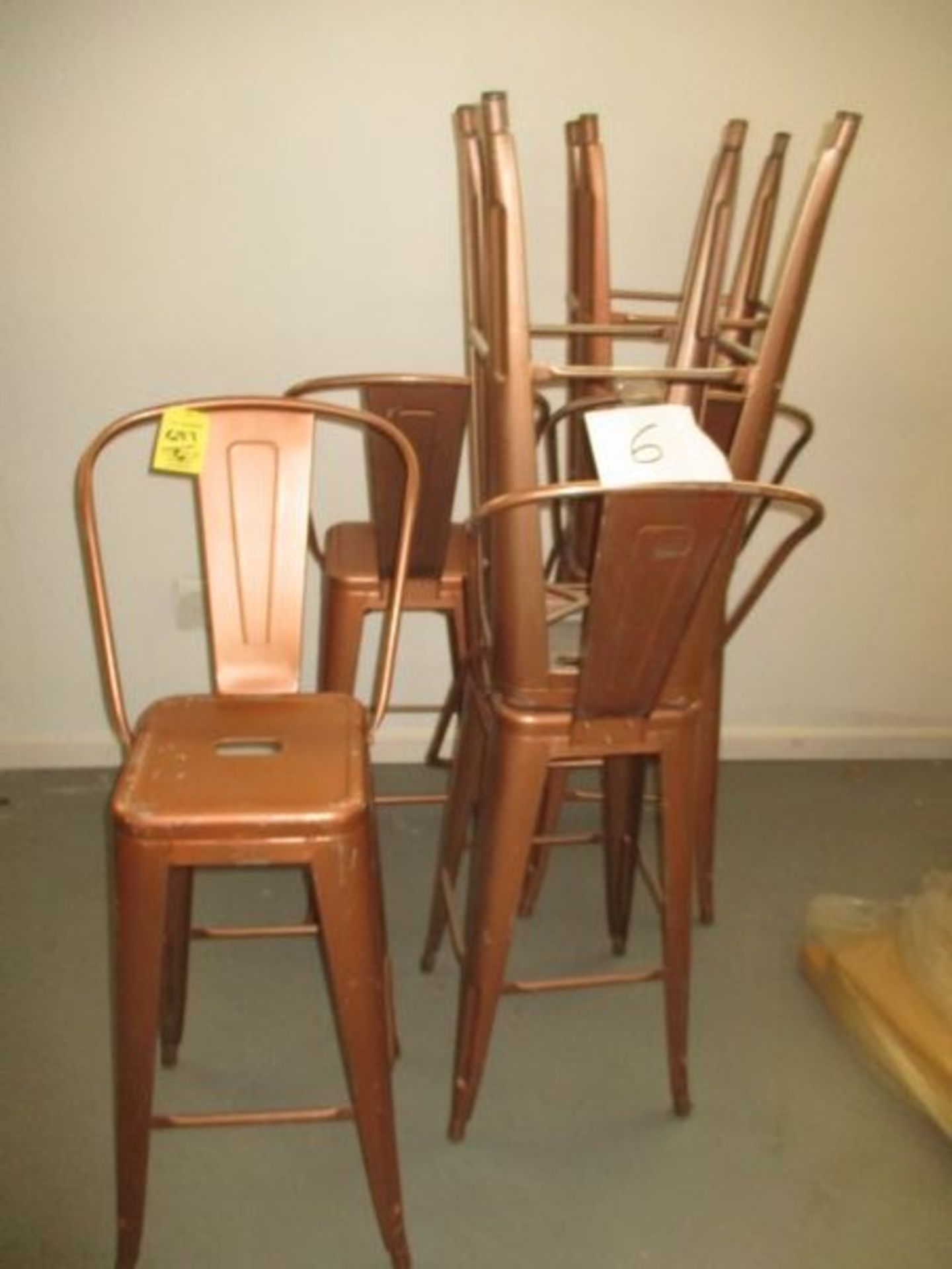 LOT (6) Metal Bronze Color Stacking Stools