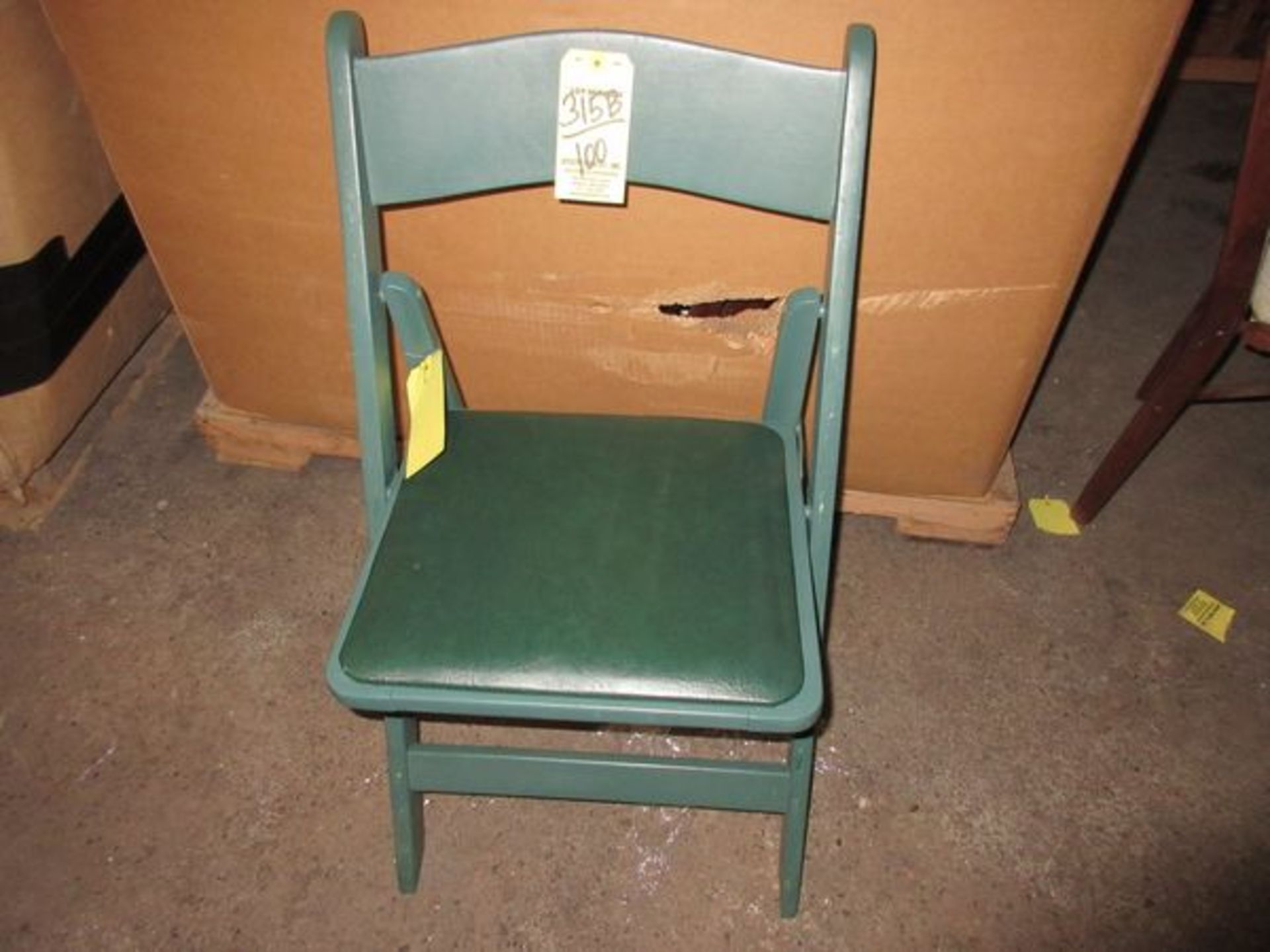 LOT Approx. (100) Green Padded Wood Folding Chairs