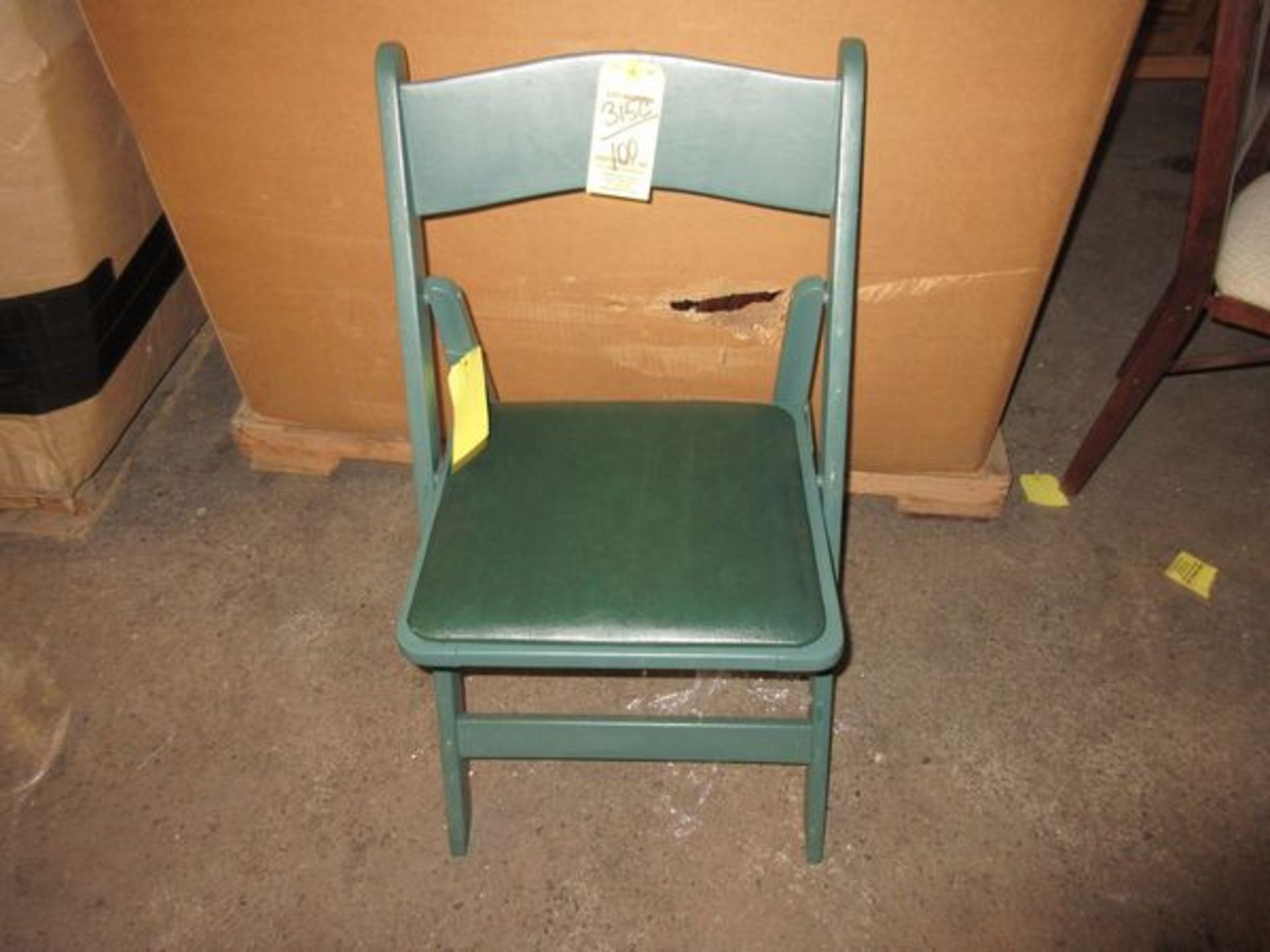 LOT Approx. (100) Green Padded Wood Folding Chairs