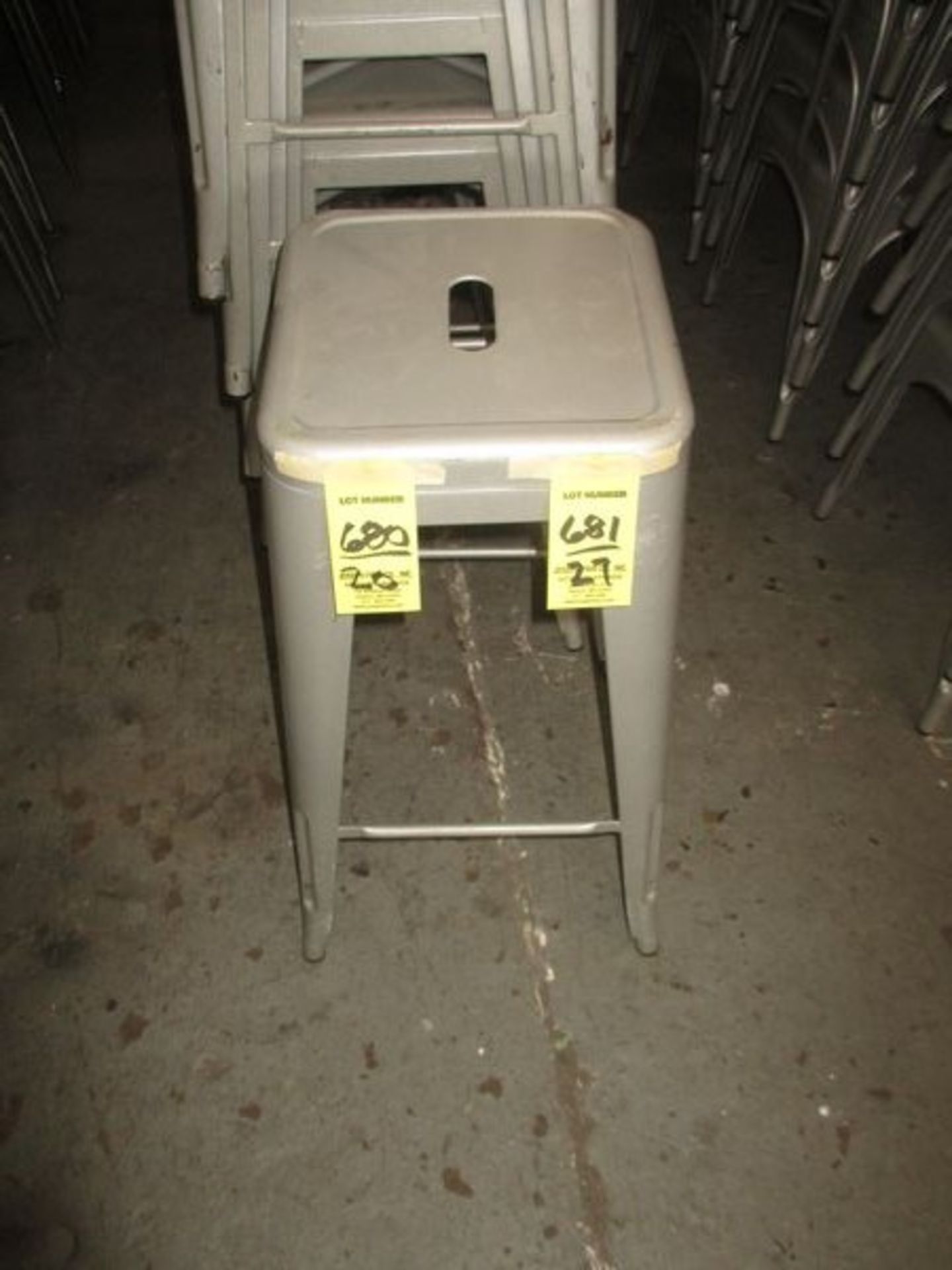 LOT Approx. (27) Gray Metal Stacking Stools