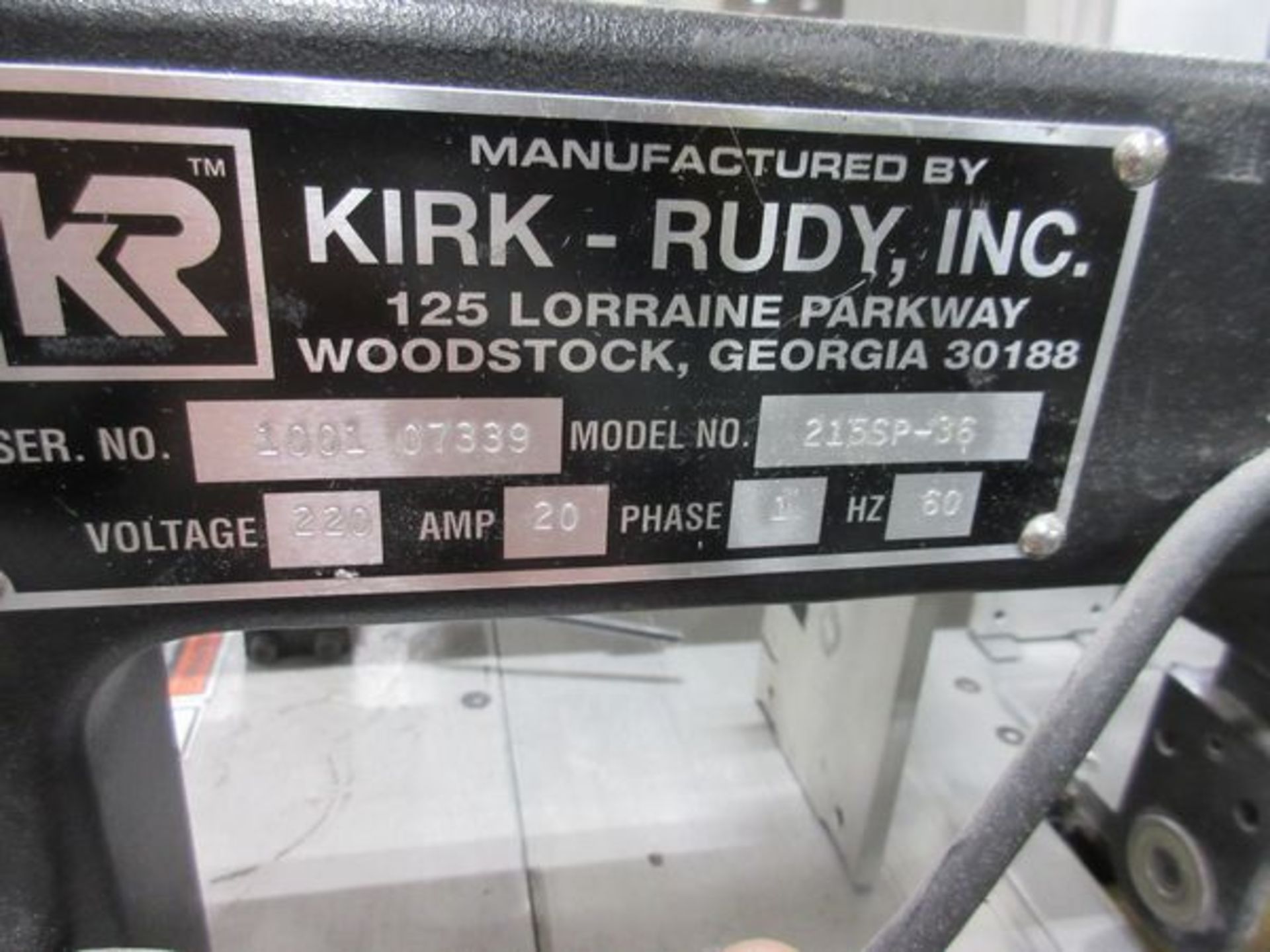 Kirk Rudy Tipping Line Consisting of Kirk Rudy Mod. 215SP-36 17" Pick & Place Tipping Unit, s/n - Image 3 of 8