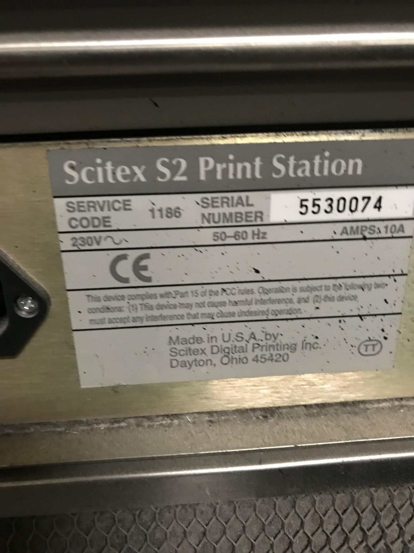 Scitex Digit 5300-500 Print Station, S2, s/n 5530074 (RIG/LOAD FEE $50.00) - Image 2 of 2