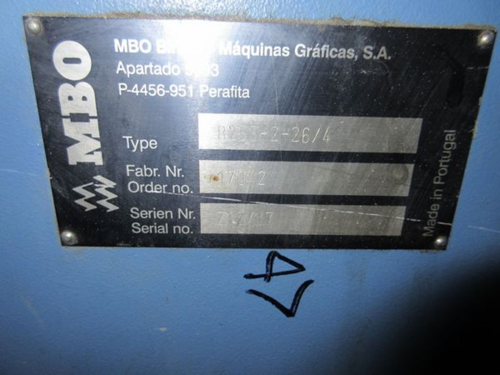 2006 MBO Model B26S-C Perfection Series Dual Feed Folder, s/n Z01/52, 4/4 Continuous Feed, 26" Cap., - Image 4 of 10