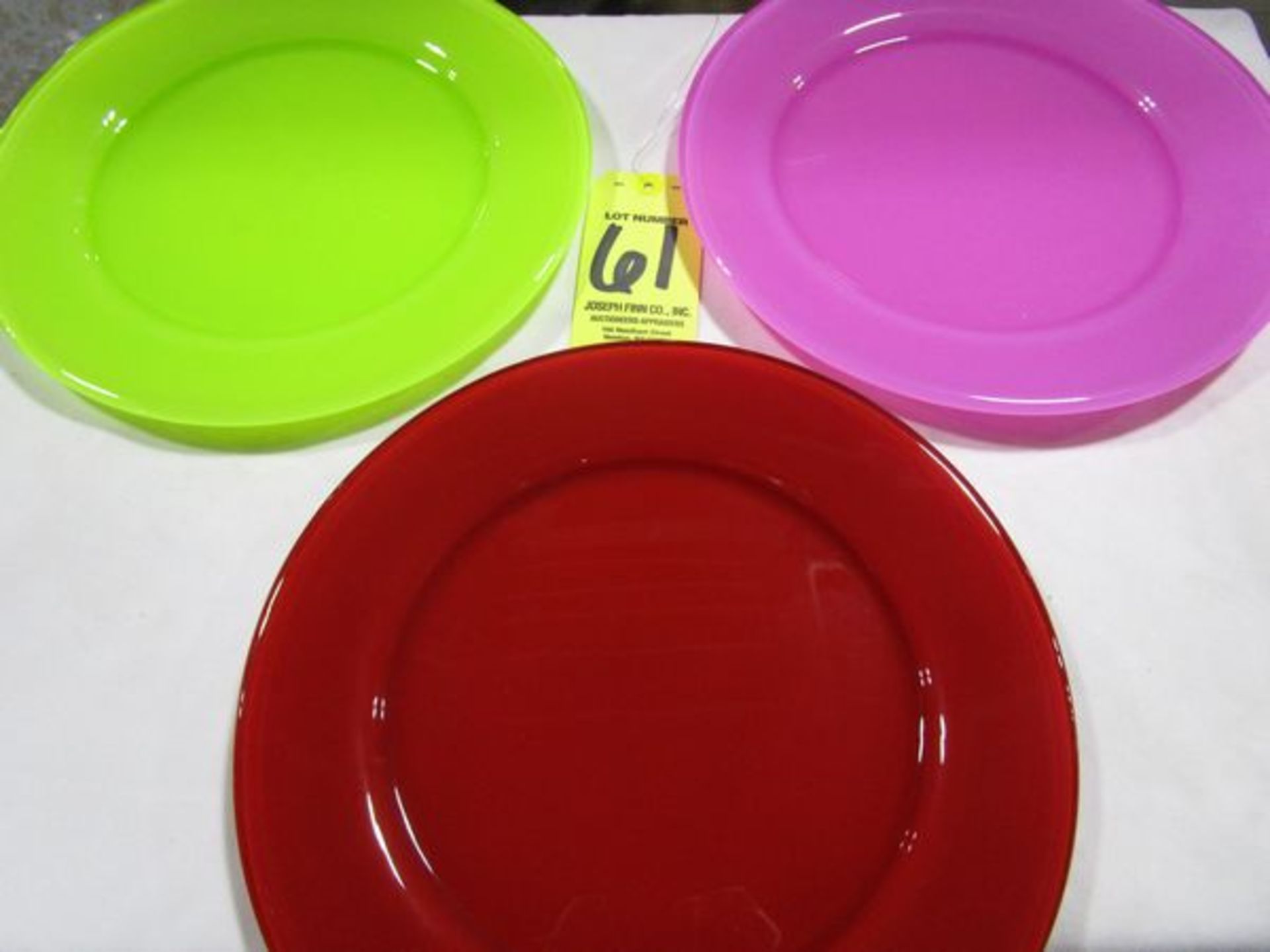 LOT (95) 12" Hot Pink Charger Plates, (74) 12" Dark Red Charger Plates, (66) 12" Lime Green