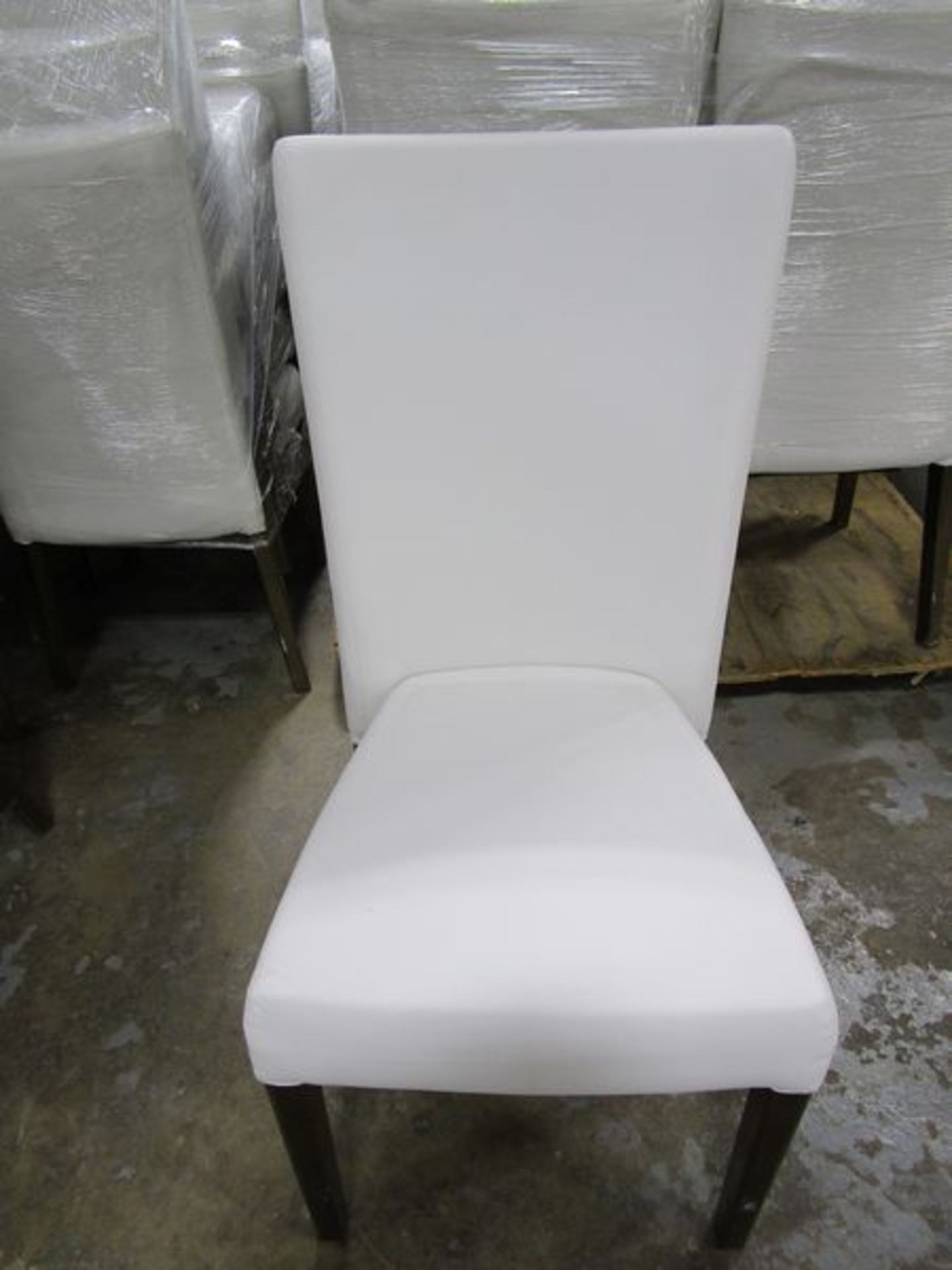 LOT (45) White Padded Wooden Leg Slipper Chairs
